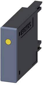 Ein graues Siemens-Elektronikmodul mit gelbem Knopf an der Vorderseite.