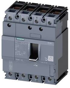 Siemens 3VA1-Leistungsschalter, 4-polig, kompakte Bauweise, für Schutz und Steuerung elektrischer Stromkreise.