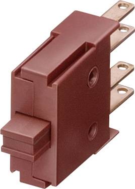 Brauner Mikroschalter mit drei Kupferkontakten, verwendet in elektronischen Geräten zur Schaltungsauslösung bei minimalem Druck.