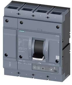 Grauer Leistungsschalter von Siemens, typischerweise in elektrischen Systemen zur Stromsteuerung verwendet, mit Griff in der Mitte.