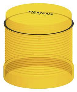 Gelbe zylindrische Schutzkappe mit der Aufschrift 'SIEMENS', dient vermutlich als Sicherheitsabdeckung oder Schutzvorrichtung.
