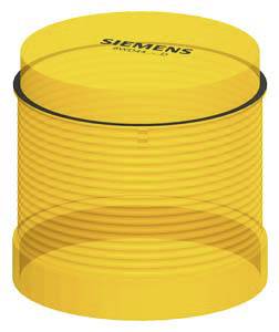 Gelbe, zylindrische Abdeckung mit Rillen, die vermutlich als Schutz oder Abdeckung für ein technisches Gerät dient, mit Siemens-Logo.