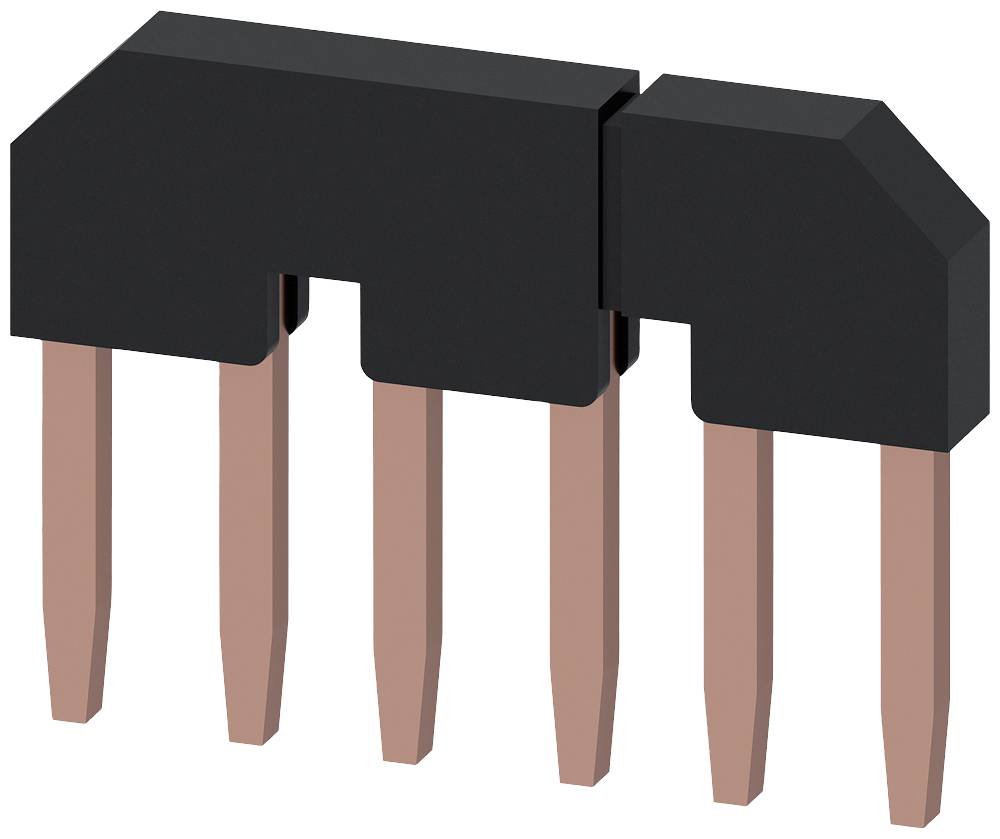 Eine 5-polige Stiftleiste mit schwarzen Kunststoffgehäusen und Kupferpins, die als Steckverbinder in elektronischen Schaltungen dient.