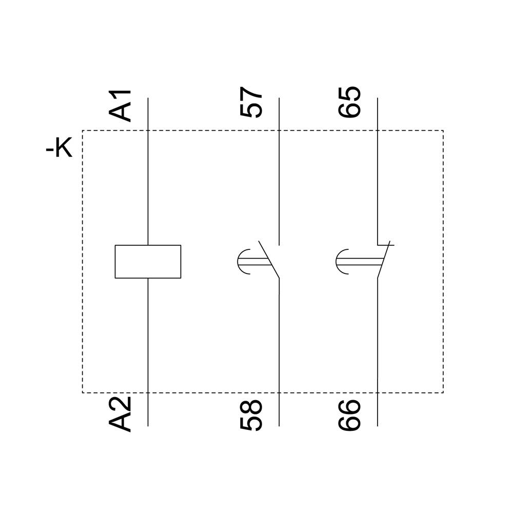 Diagramm mit vertikalen Linien, beschriftet als A1, A2, 57, 58, 65, 66, auf rechteckiger Fläche mit zwei Einkerbungen.
