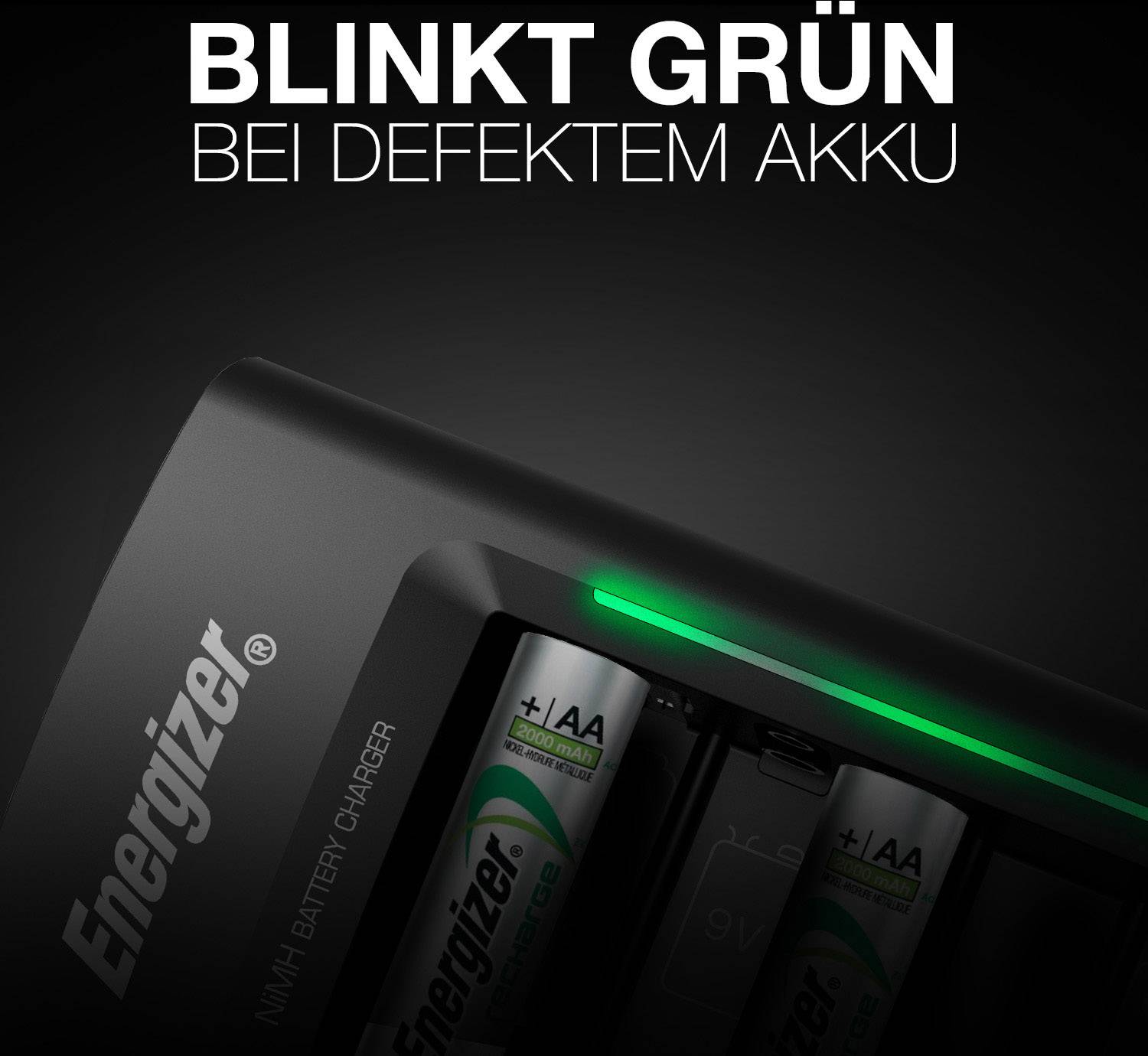 Energizer Universal Rundzellen-Ladegerät NiMH Micro (AAA), Mignon (AA), Baby (C), Mono (D), 9V Block
