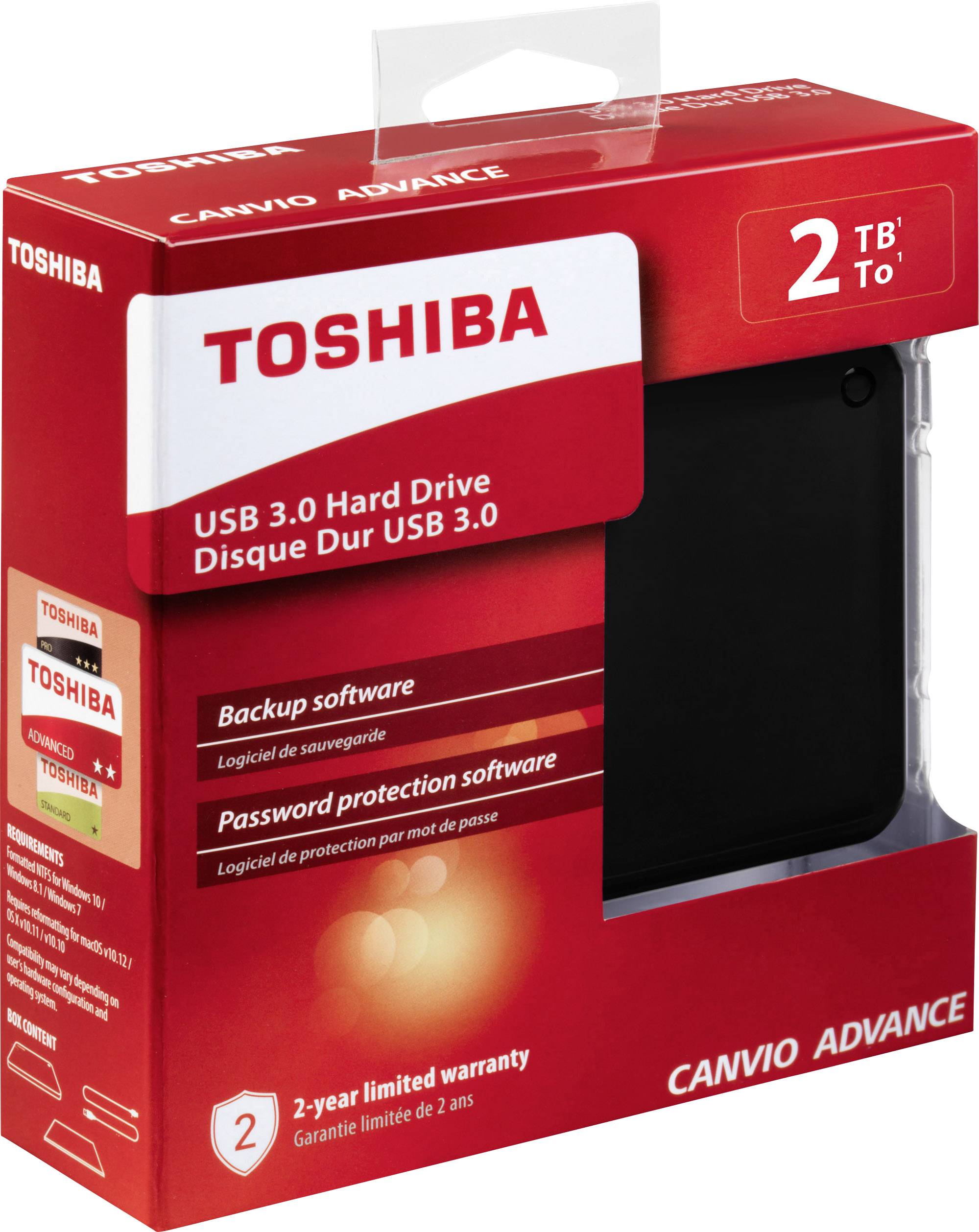 Toshiba Canvio Advance 2TB Externe Festplatte 6.35cm (2.5 Zoll) USB 3.2 Gen 1 (USB 3.0) Schwarz HDTC920EK3AA