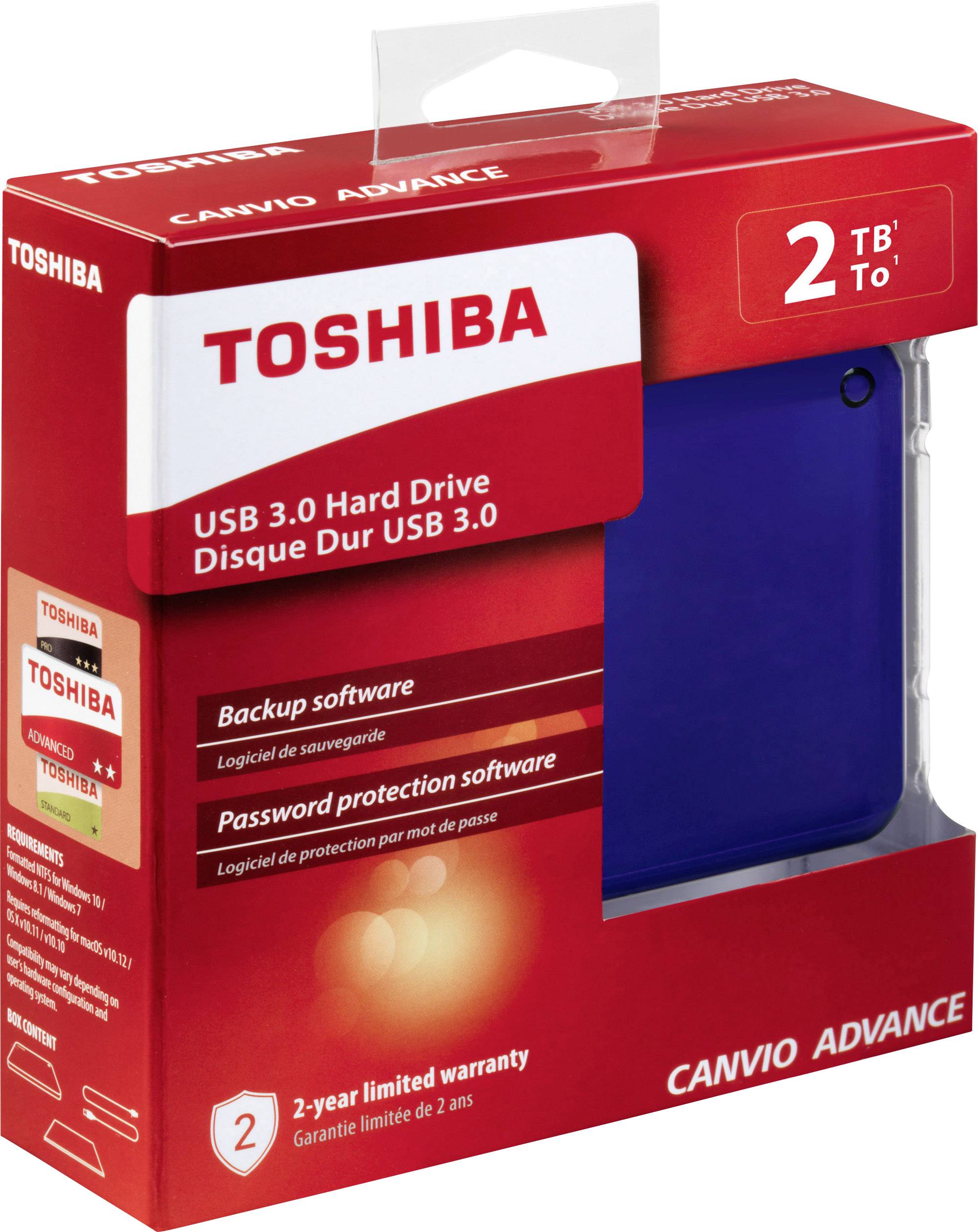 Toshiba Canvio Advance 2TB Externe Festplatte 6.35cm (2.5 Zoll) USB 3.2 Gen 1 (USB 3.0) Blau HDTC920EL3AA
