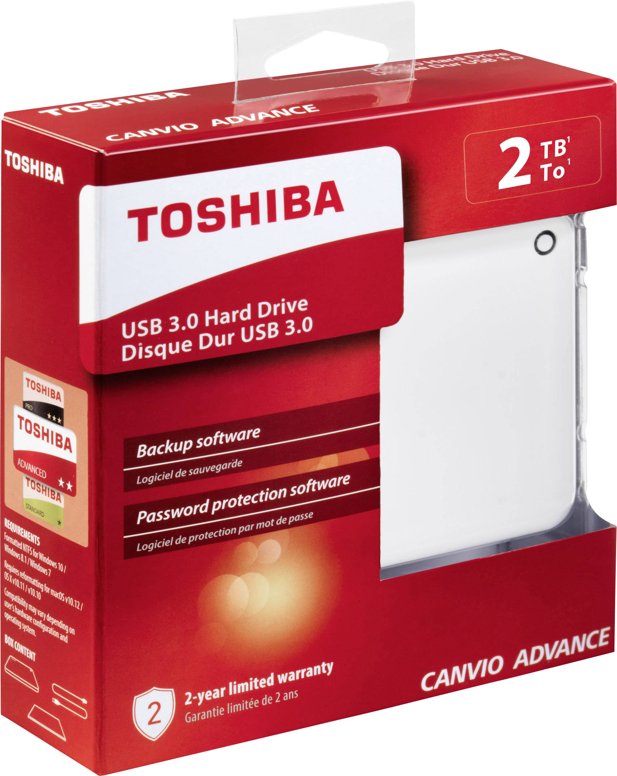 Toshiba Canvio Advance 2TB Externe Festplatte 6.35cm (2.5 Zoll) USB 3.2 Gen 1 (USB 3.0) Weiß HDTC920EW3AA