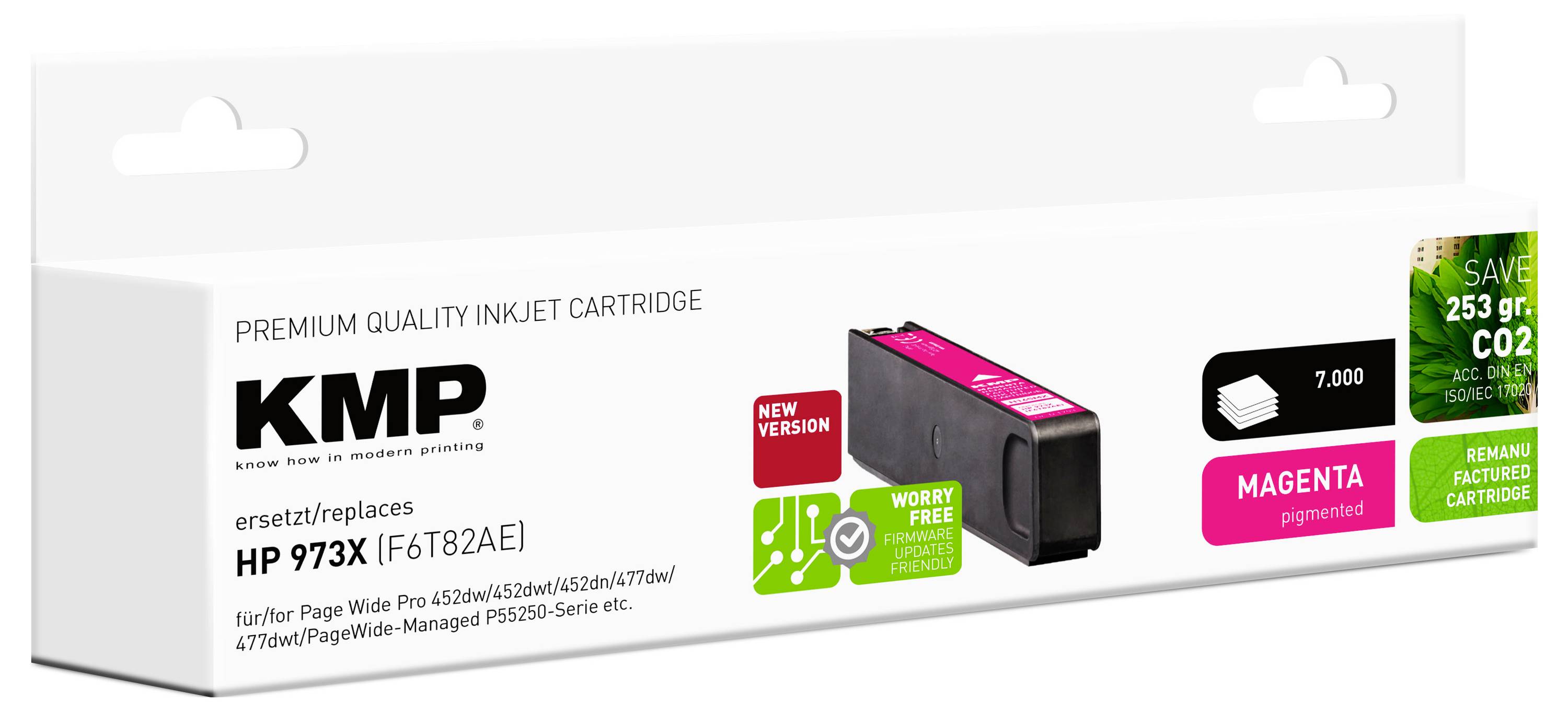 KMP Premium Tintenpatrone, ersetzt HP 973X, Magenta Pigment, neue Version, kompatibel mit HP PageWide Pro 452dn/477dw Serie.