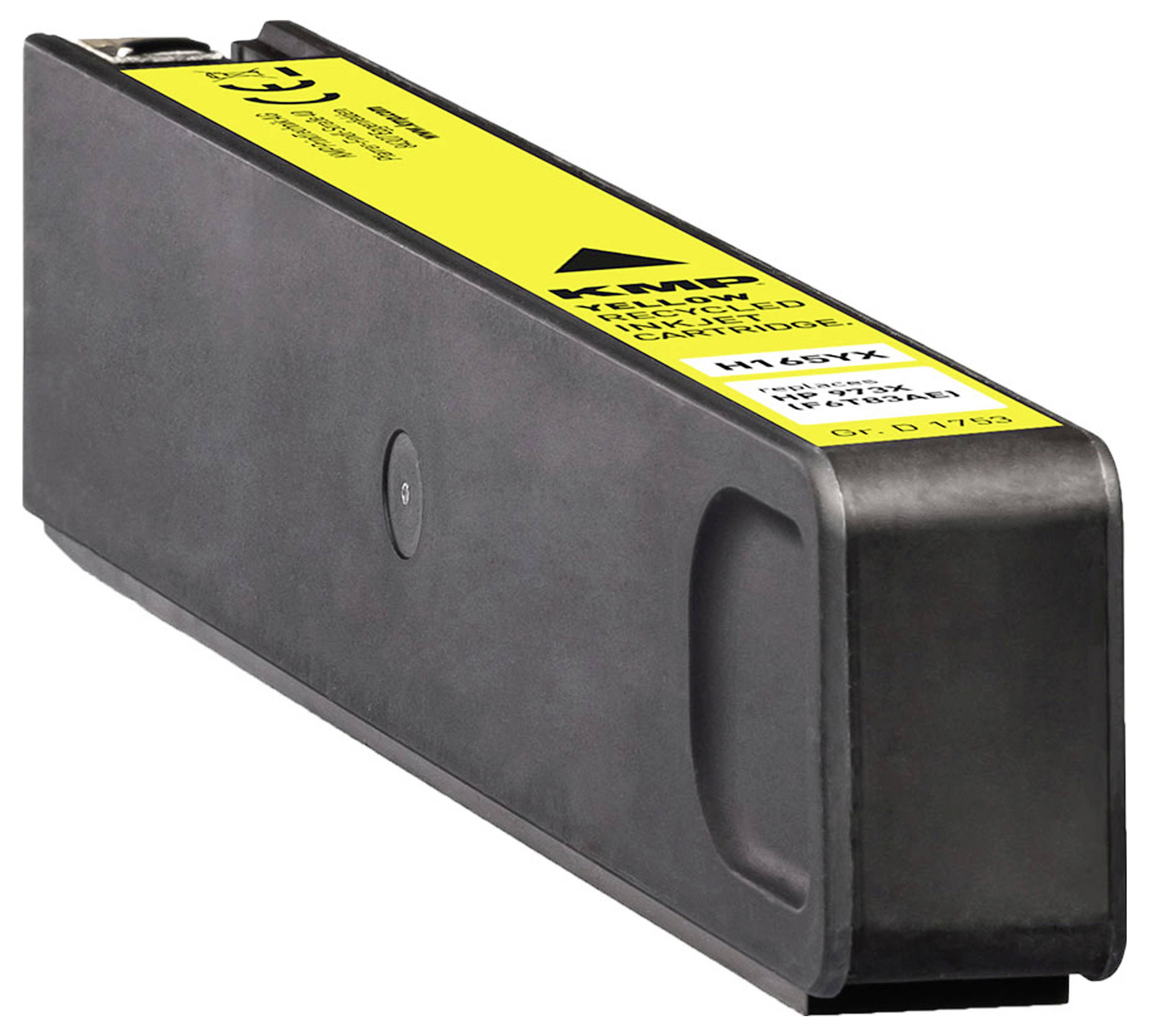 Eine schwarze und gelbe Druckerpatrone auf weißem Hintergrund, mit der Beschriftung 'HP 956X'.