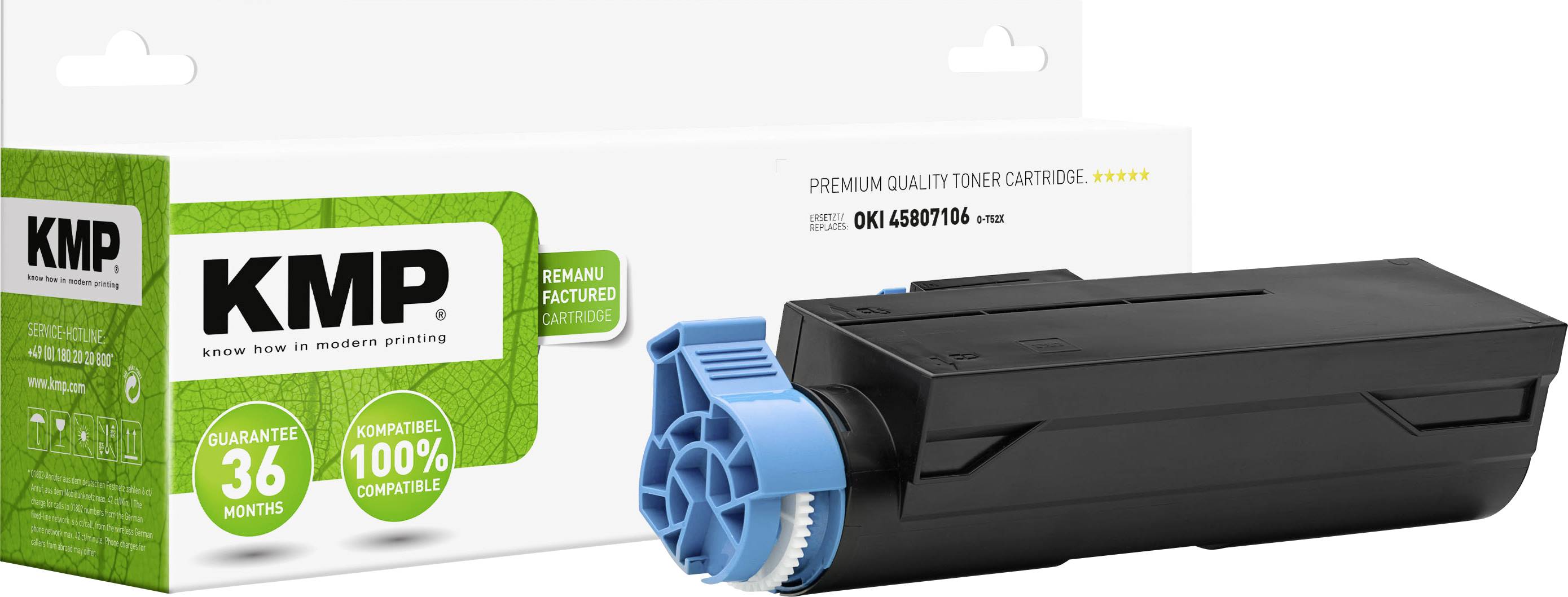 KMP Toner ersetzt OKI 45807106 Kompatibel Schwarz 8500 Seiten O-T52X 3355,3000