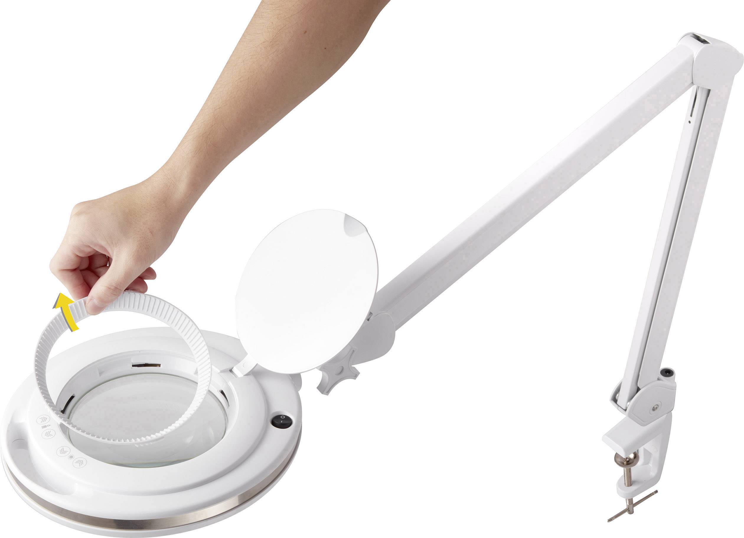 TOOLCRAFT TO-7447437 Lupenleuchte 127mm 3D 1.75 x 820 Im, Dimmbar inkl. Ersatzlinse Ø 127mm Vergrößerungsfaktor=1.75 x, 2.25