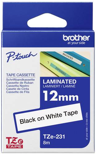 Brother 10er Set TZe TZe-231 Bandfarbe: Weiß Schriftfarbe:Schwarz 12 mm 8 m