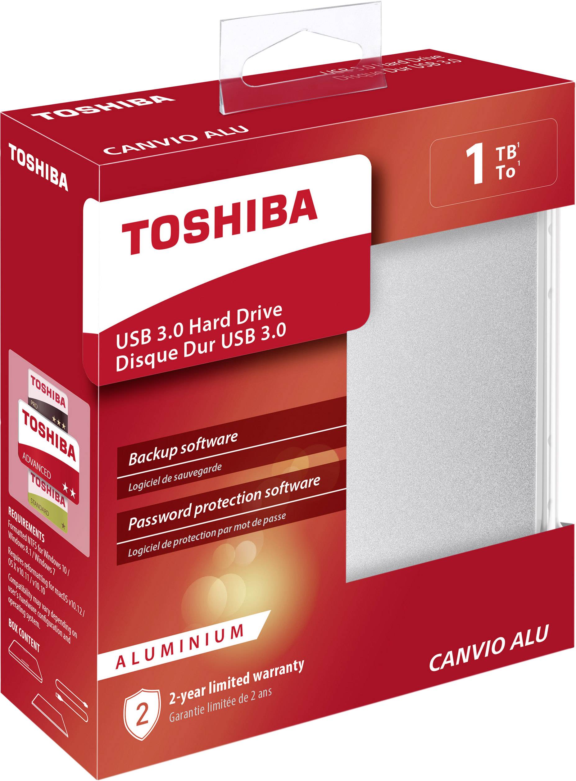 Toshiba HDTH310ES3AB Canvio Alu Externe Festplatte 6.35cm (2.5 Zoll) 1TB Silber USB 3.0