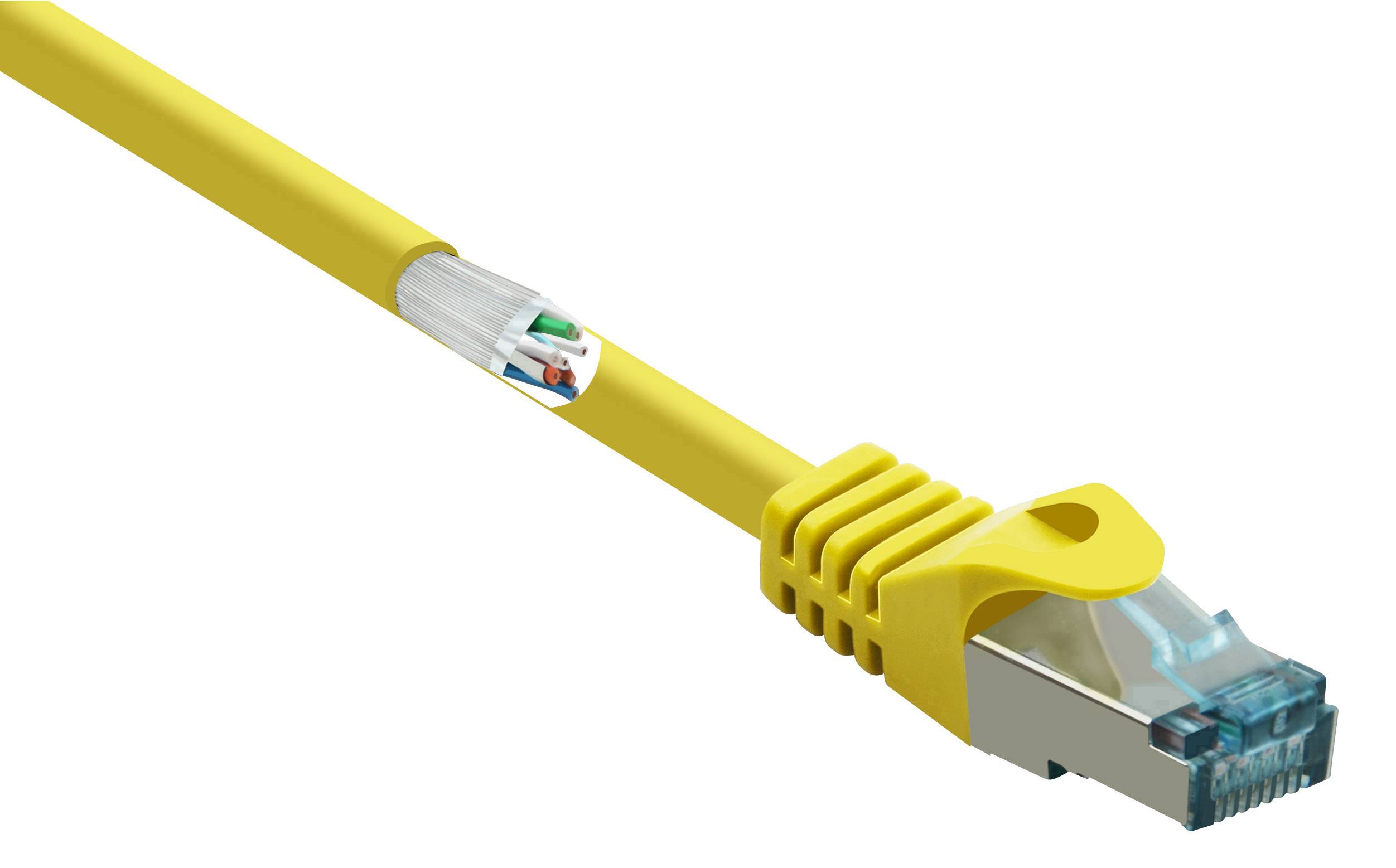 Basetech BT-2270660 RJ45 Netzwerkkabel, Patchkabel CAT 6a S/FTP 15.00 m Gelb mit Rastnasenschutz, F