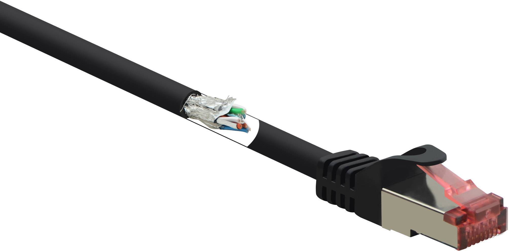 Renkforce RF-5469256 RJ45 Netzwerkkabel, Patchkabel CAT 6 S/FTP 2.00m Schwarz mit Rastnasenschutz, vergoldete Steckkontakte