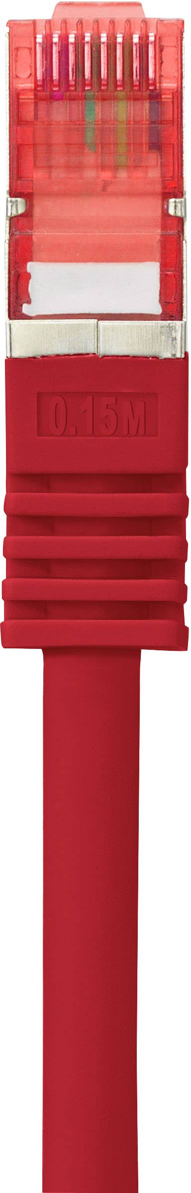 Rotes Ethernet-Kabel mit durchsichtigen, roten Stecker.