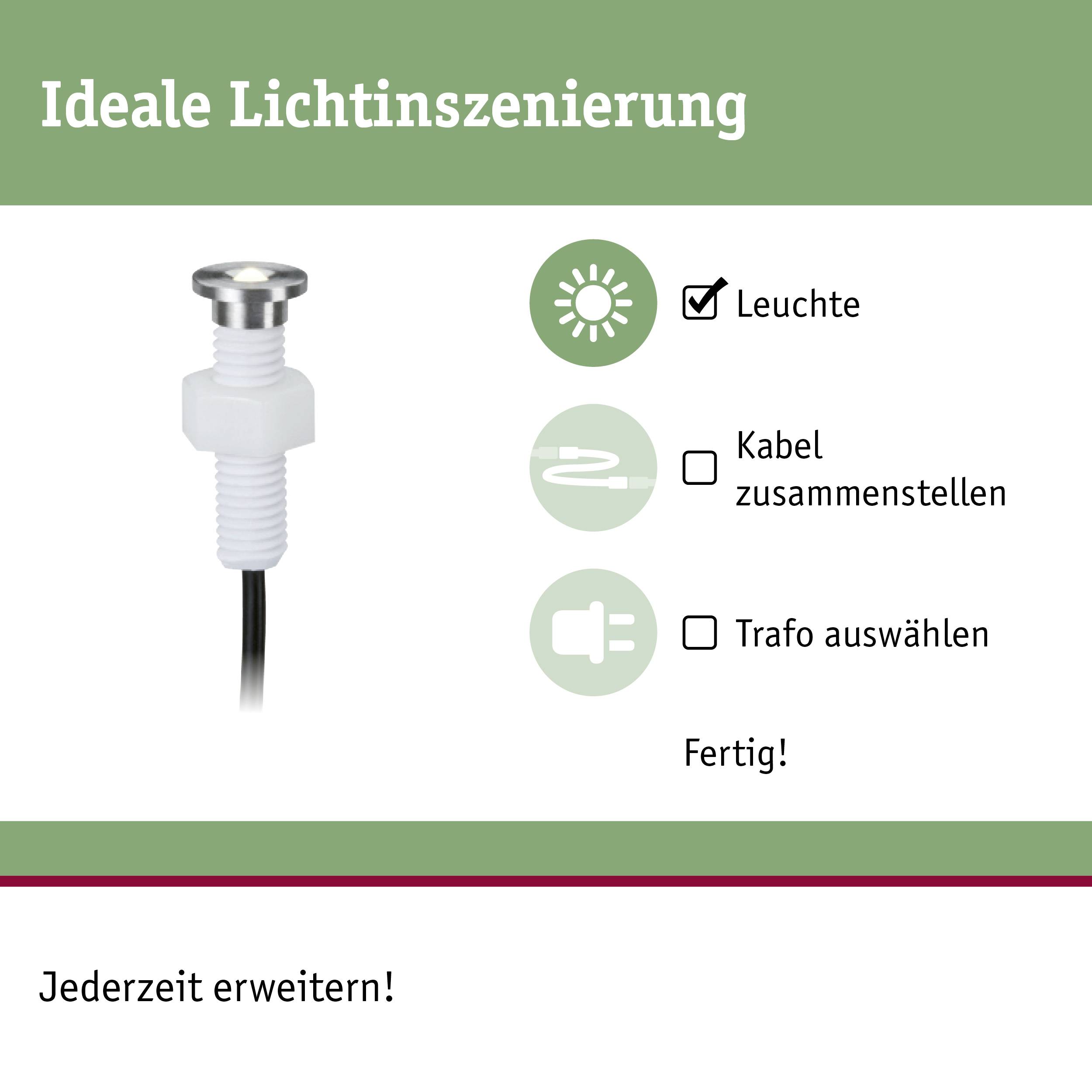 Paulmann Beleuchtungssystem Plug & Shine LED-Außeneinbauleuchte (Erweiterung) 5er Set LED 1.1 W Warmweiß Silber