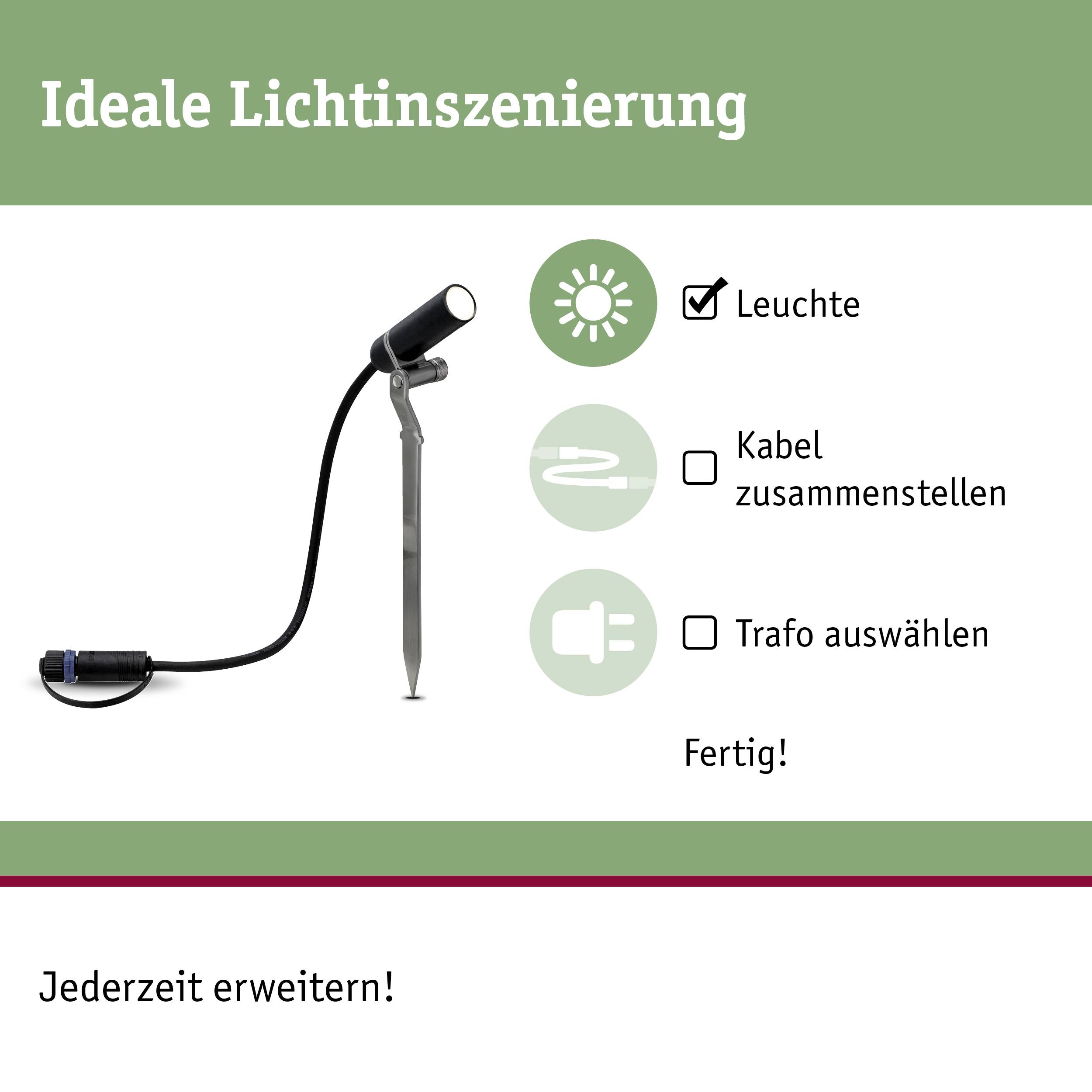 Paulmann Plantini 93997 Beleuchtungssystem Plug & Shine LED-Gartenstrahler LED 2.5W Warmweiß