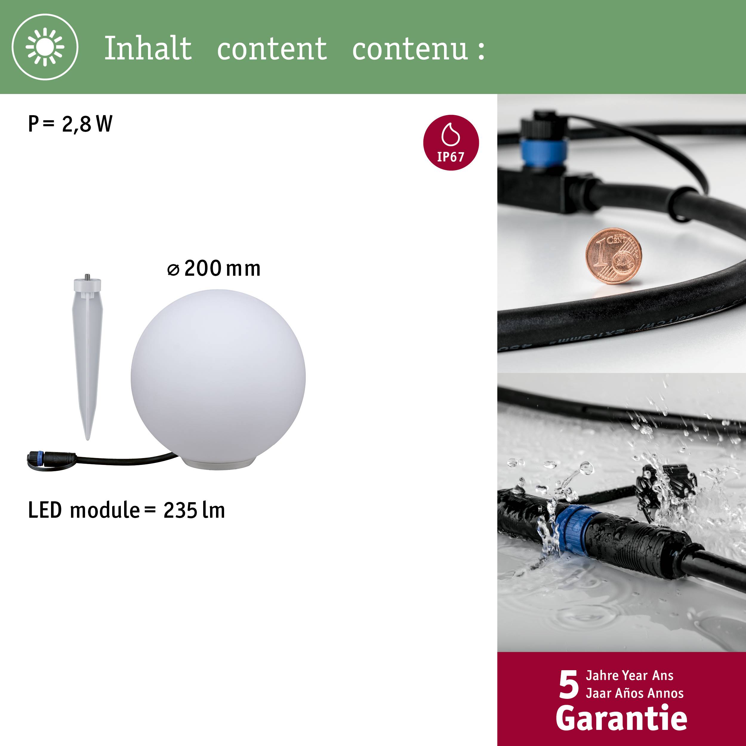 Paulmann 94177 Beleuchtungssystem Plug & Shine LED-Dekoleuchte LED 2.8 W Warmweiß Weiß