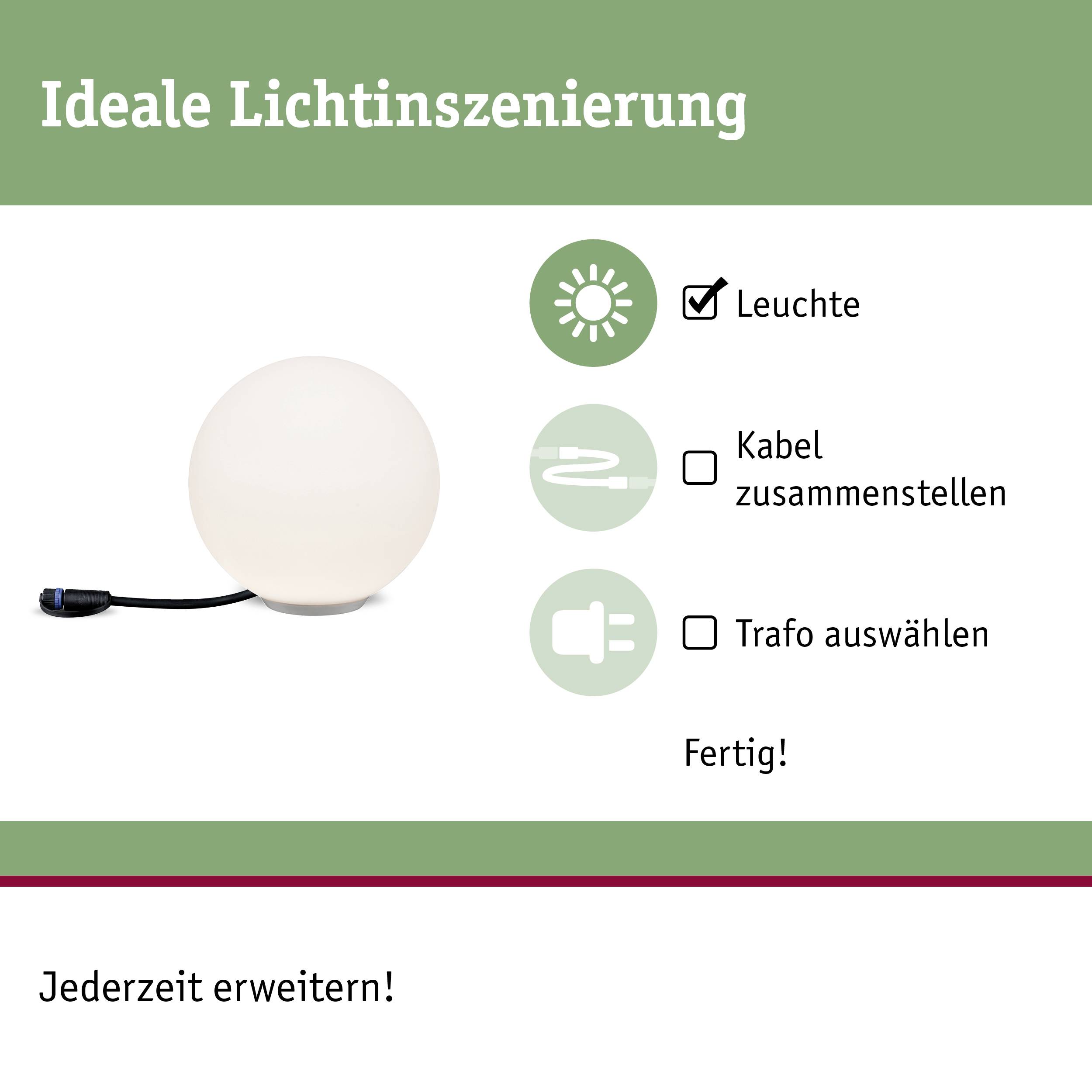 Paulmann 94177 Beleuchtungssystem Plug & Shine LED-Dekoleuchte LED 2.8W Warmweiß Weiß