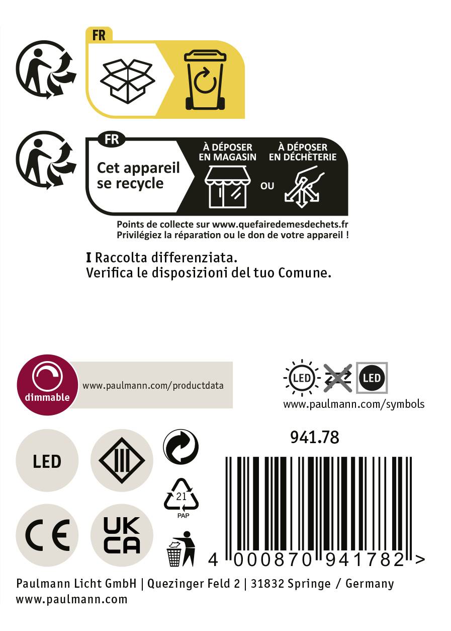 Paulmann 94178 Beleuchtungssystem Plug & Shine LED-Dekoleuchte LED 6.5W Warmweiß Weiß