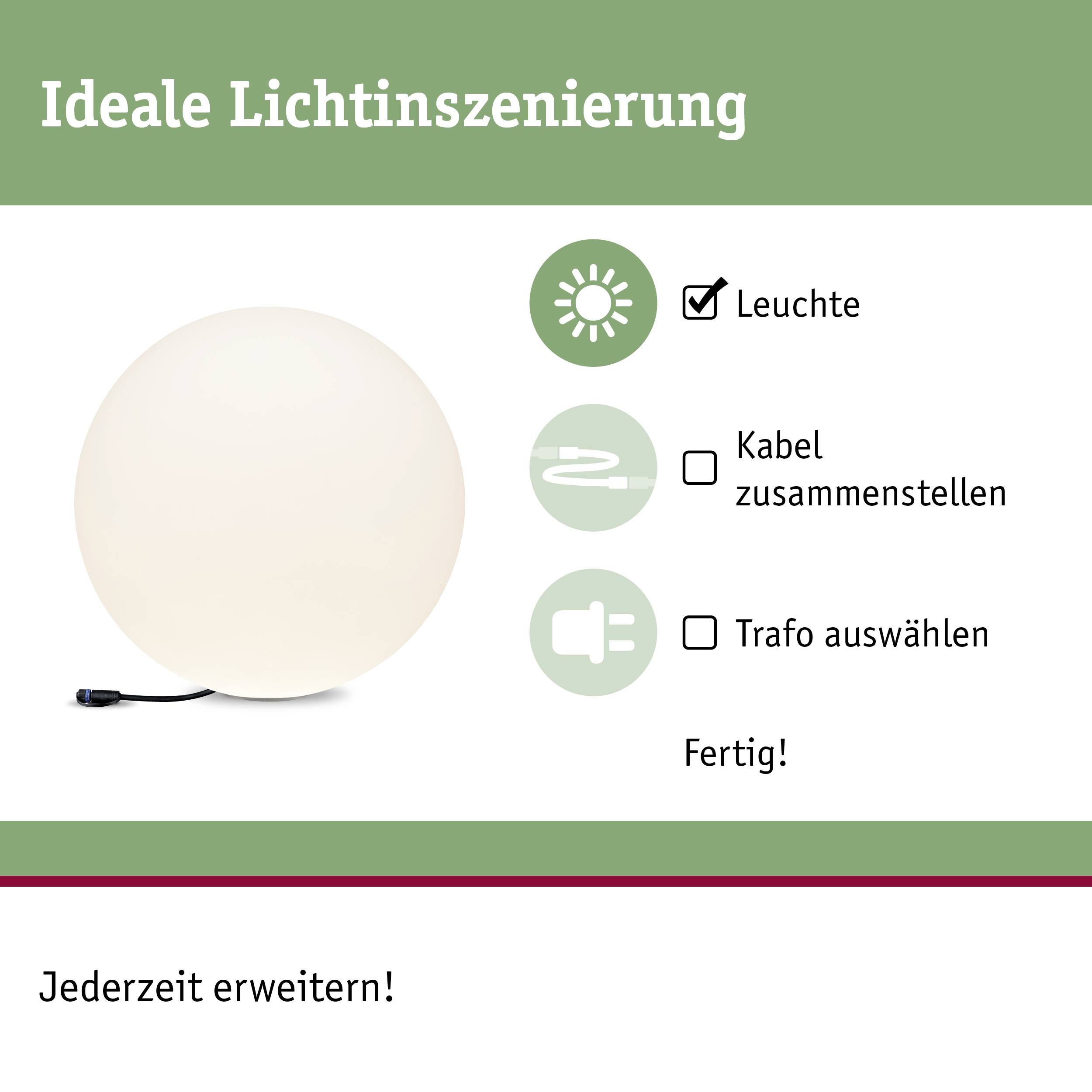 Paulmann 94179 Beleuchtungssystem Plug & Shine LED-Dekoleuchte LED 6.5W Warmweiß Weiß