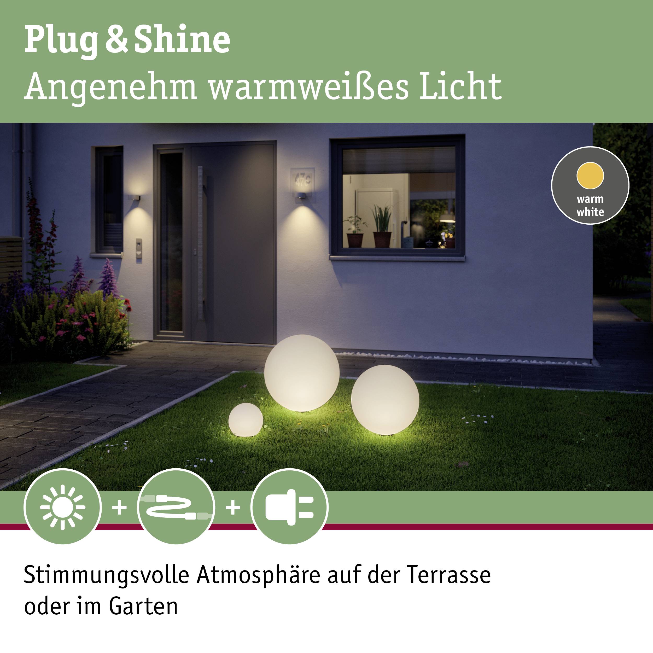Paulmann 94179 Beleuchtungssystem Plug & Shine LED-Dekoleuchte LED 6.5W Warmweiß Weiß