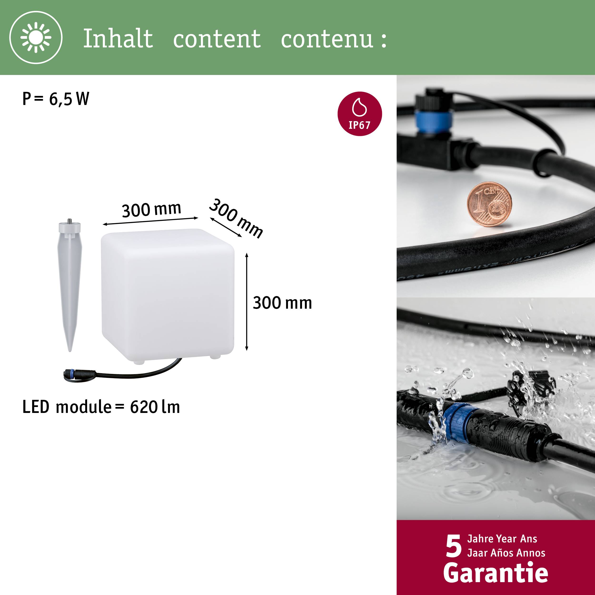 Paulmann Cube 94181 Beleuchtungssystem Plug & Shine LED-Dekoleuchte LED 6.5W Warmweiß Weiß