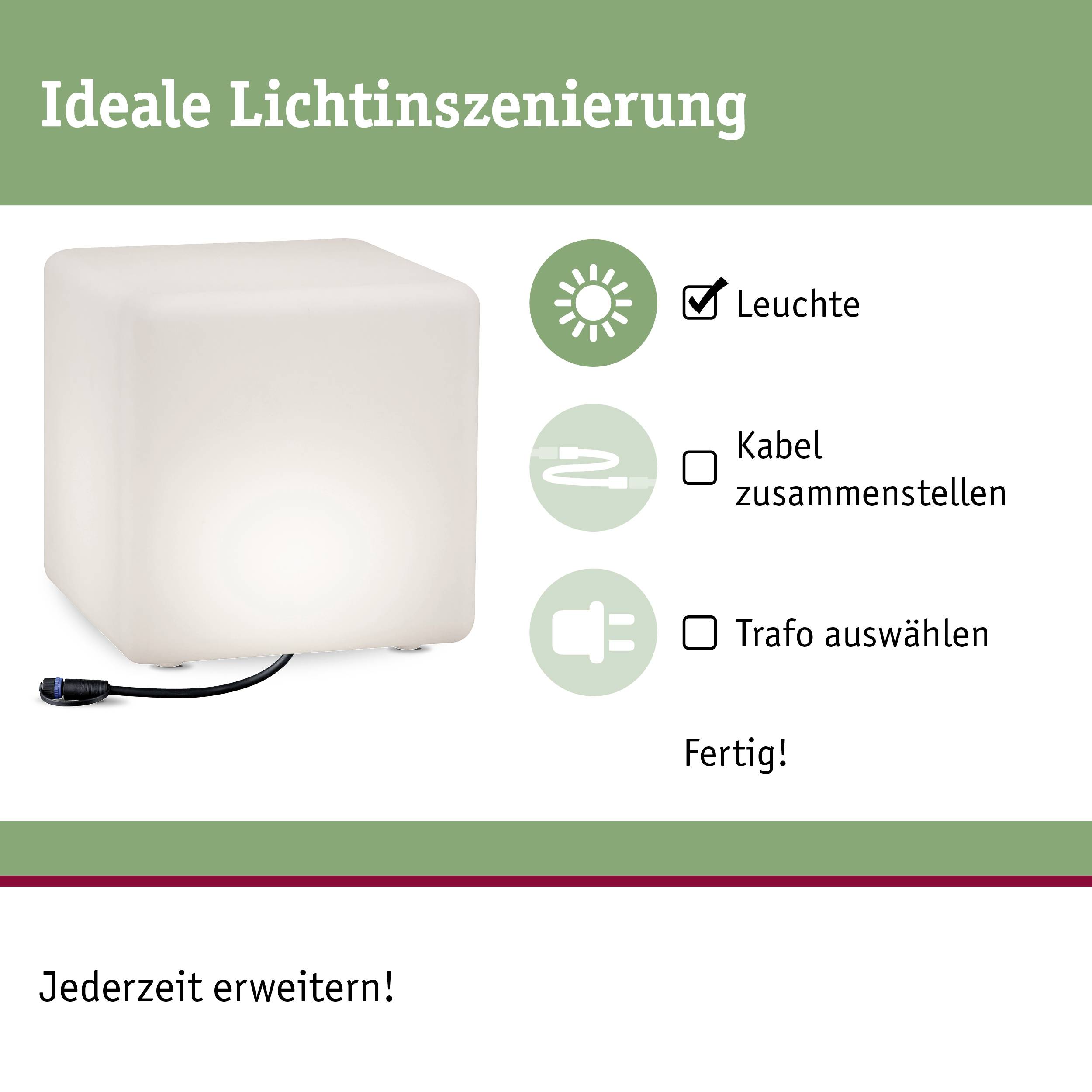 Paulmann Cube 94181 Beleuchtungssystem Plug & Shine LED-Dekoleuchte LED 6.5W Warmweiß Weiß
