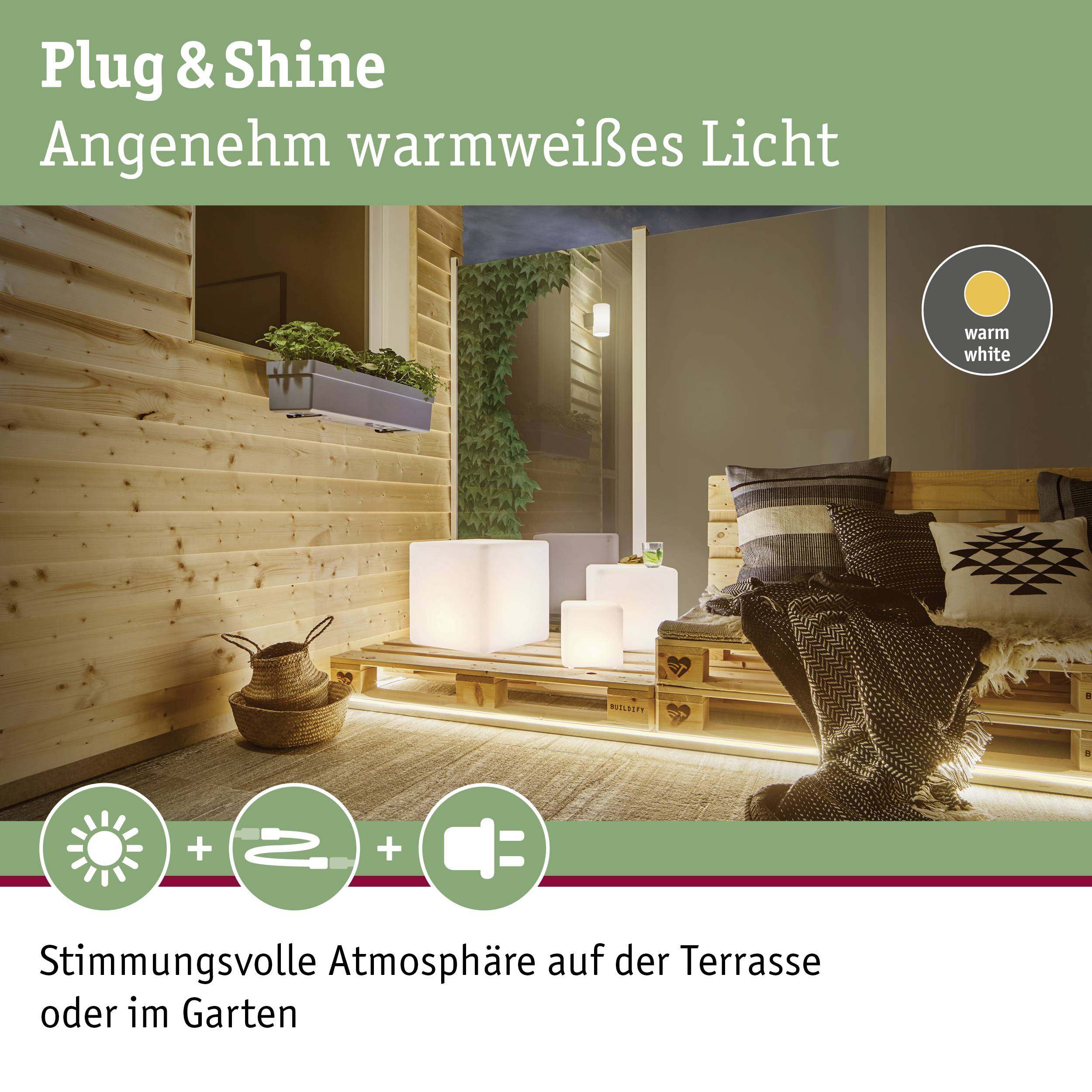 Paulmann Cube 94181 Beleuchtungssystem Plug & Shine LED-Dekoleuchte LED 6.5W Warmweiß Weiß