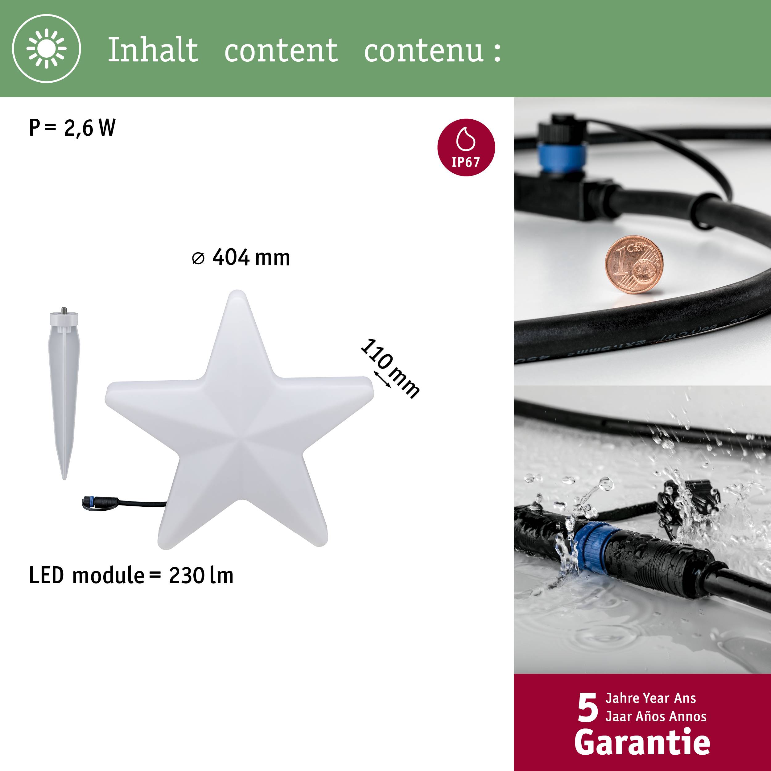 Paulmann 94184 Beleuchtungssystem Plug & Shine LED-Dekoleuchte LED 2.8W Warmweiß Weiß