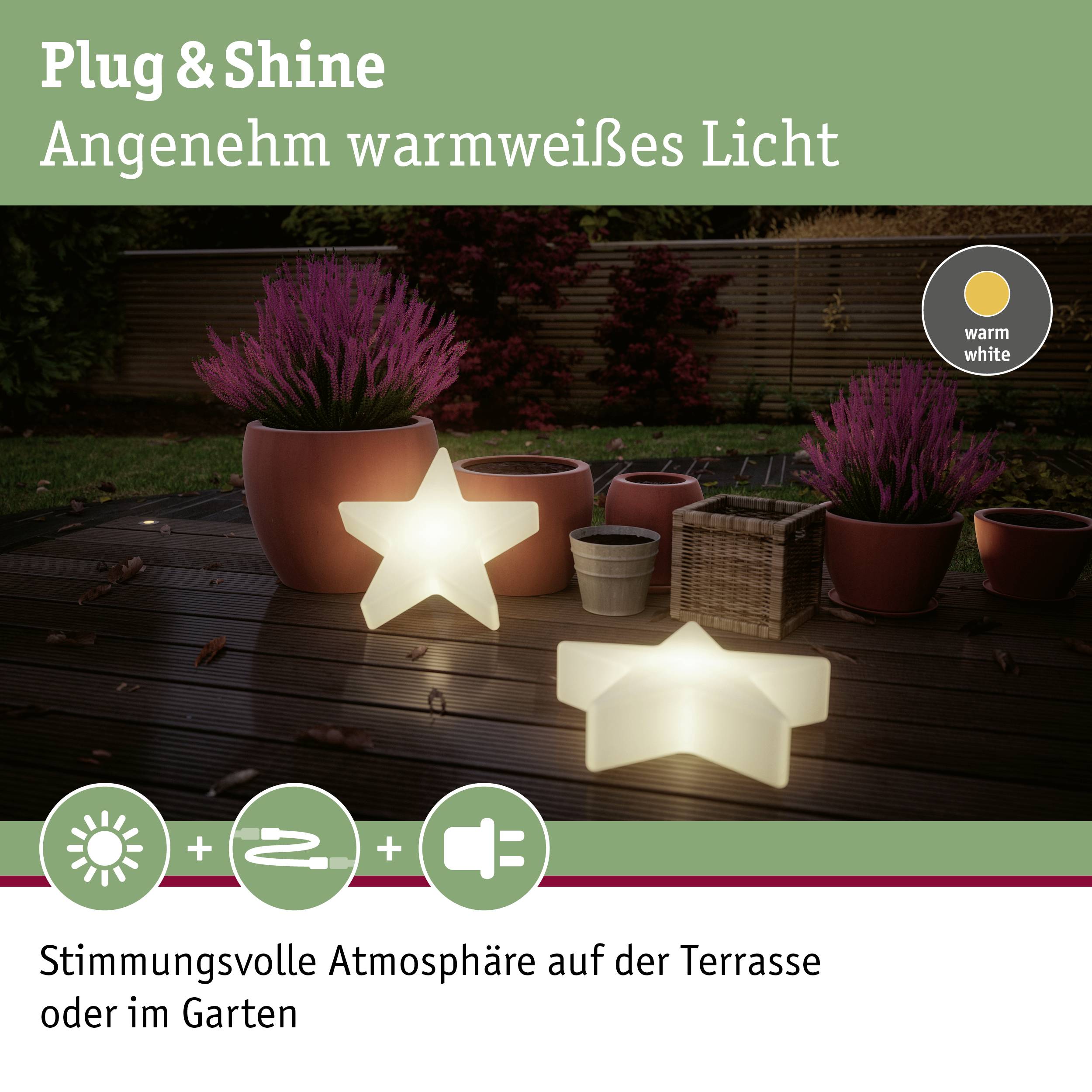 Paulmann 94184 Beleuchtungssystem Plug & Shine LED-Dekoleuchte LED 2.8W Warmweiß Weiß