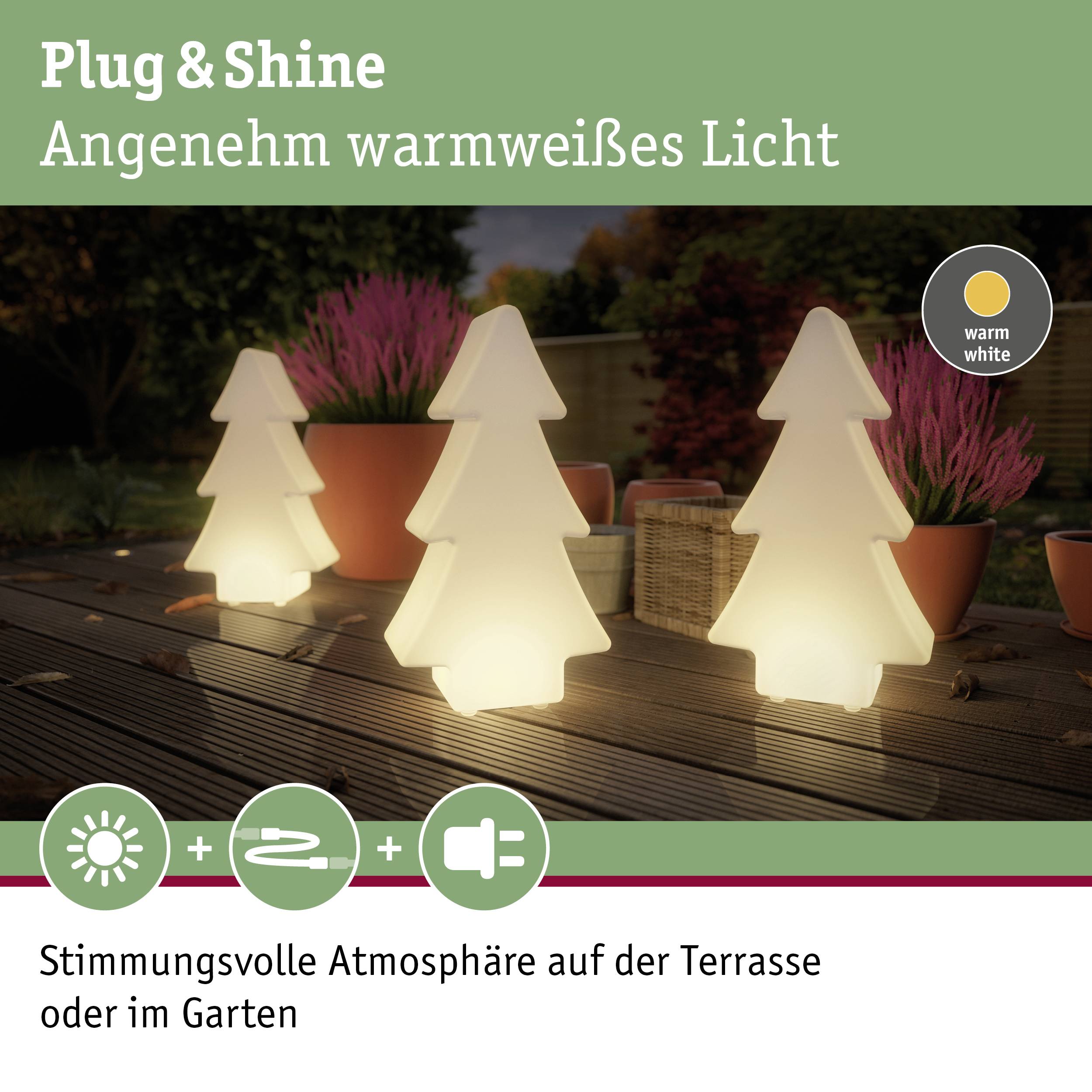 Paulmann 94185 Beleuchtungssystem Plug & Shine LED-Dekoleuchte LED 2.8W Warmweiß Weiß