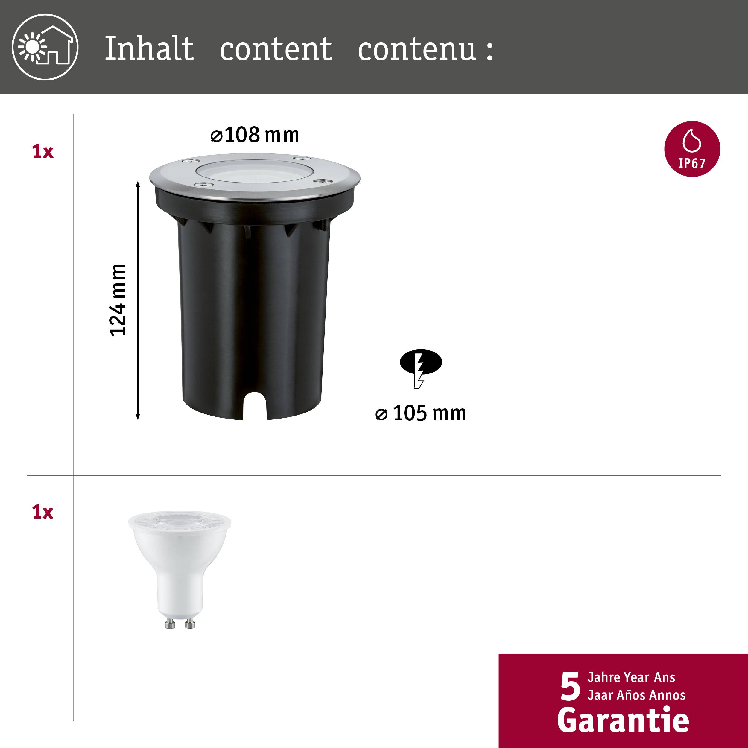 Paulmann 93992 Außeneinbauleuchte GU10 LED G (A - G) 3.5W Edelstahl