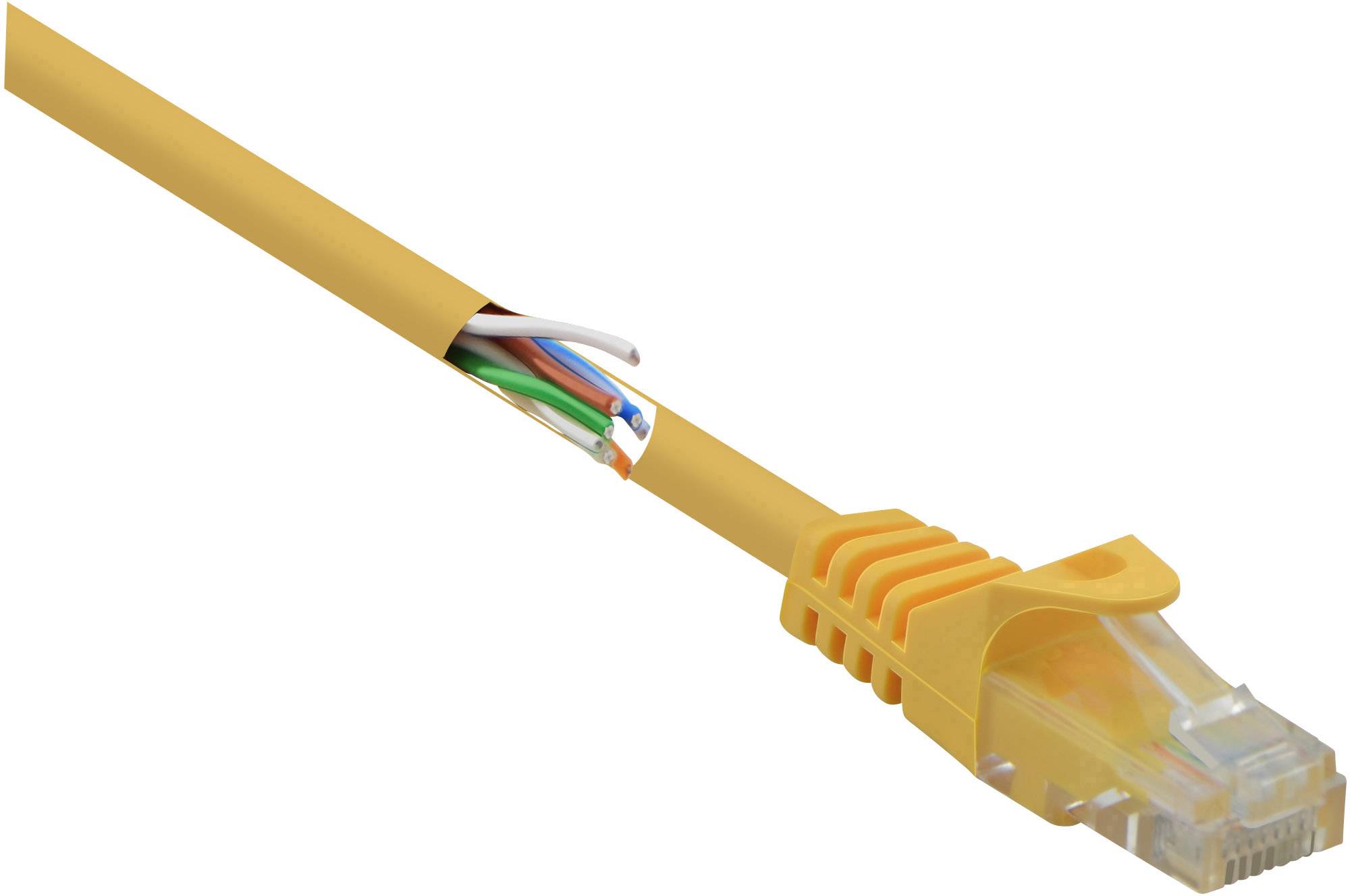 Basetech BT-2272264 RJ45 Netzwerkkabel, Patchkabel CAT 5e U/UTP 0.50 m Gelb mit Rastnasenschutz 1 S