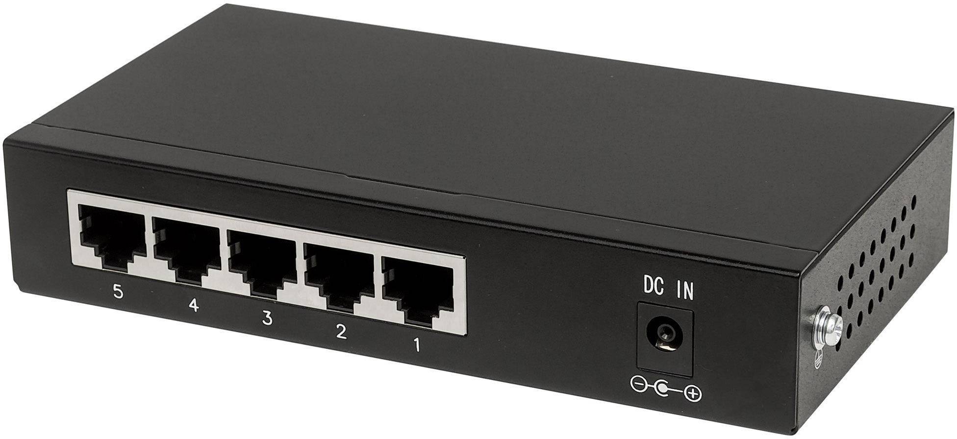 Intellinet 5-Port Gigabit PoE+ Switch 4 x PSE PoE-Ports IEEE 802.3at/af 60 W Desktop Netzwerk Switch RJ45 10 / 100 / 1000 MBit/s IEEE 802.3af