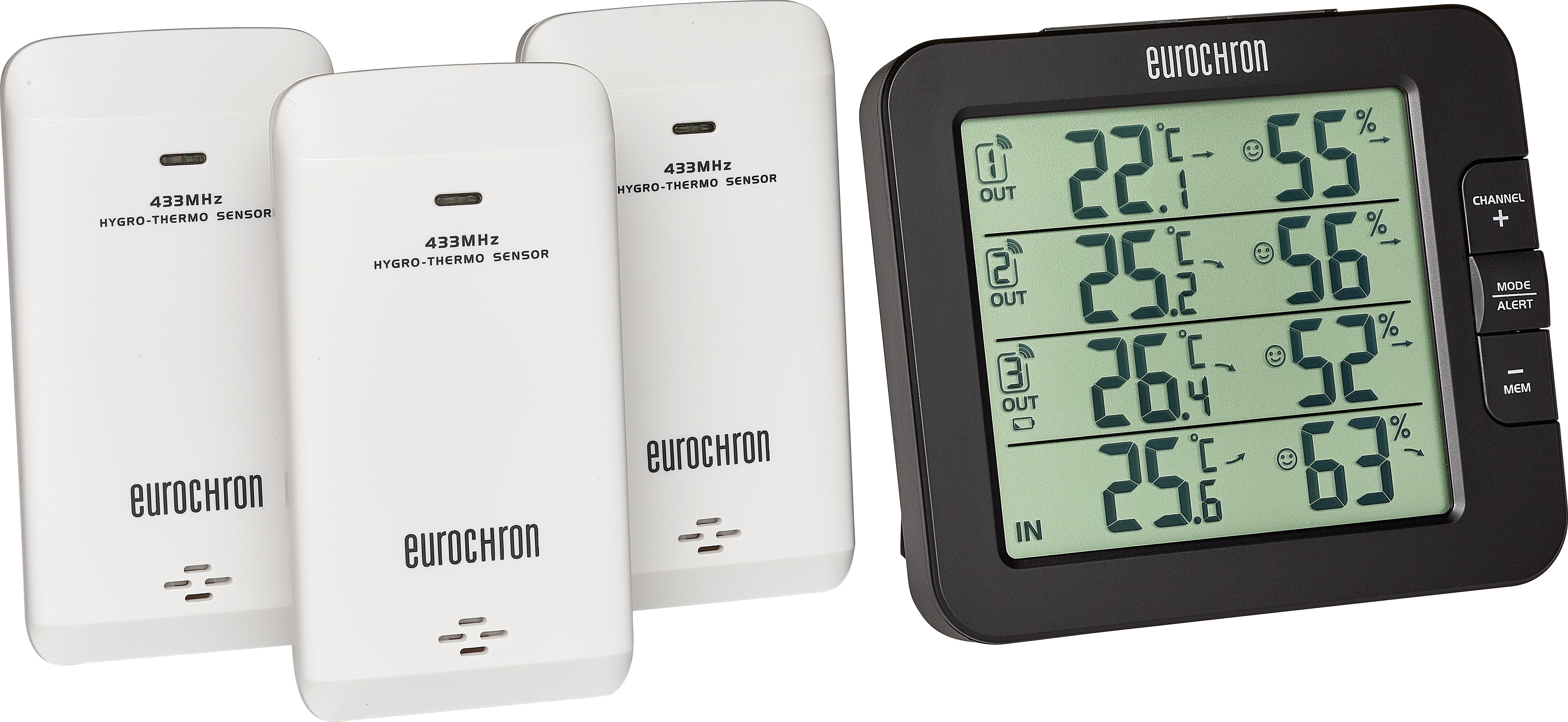 Eurochron EFTH-800 Funk-Thermo-/Hygrometer Schwarz