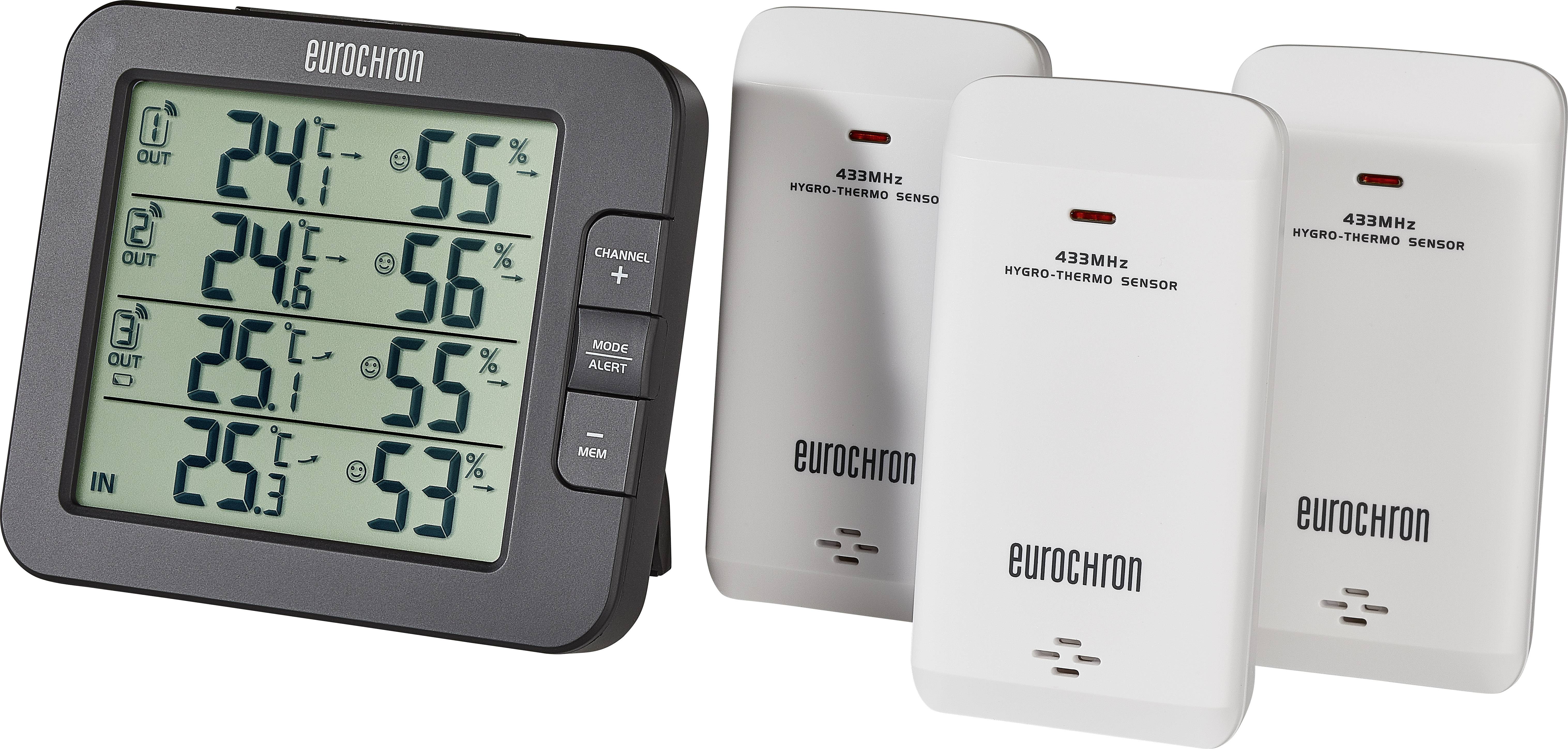 Eurochron EFTH-800 Funk-Thermo-/Hygrometer Schwarz