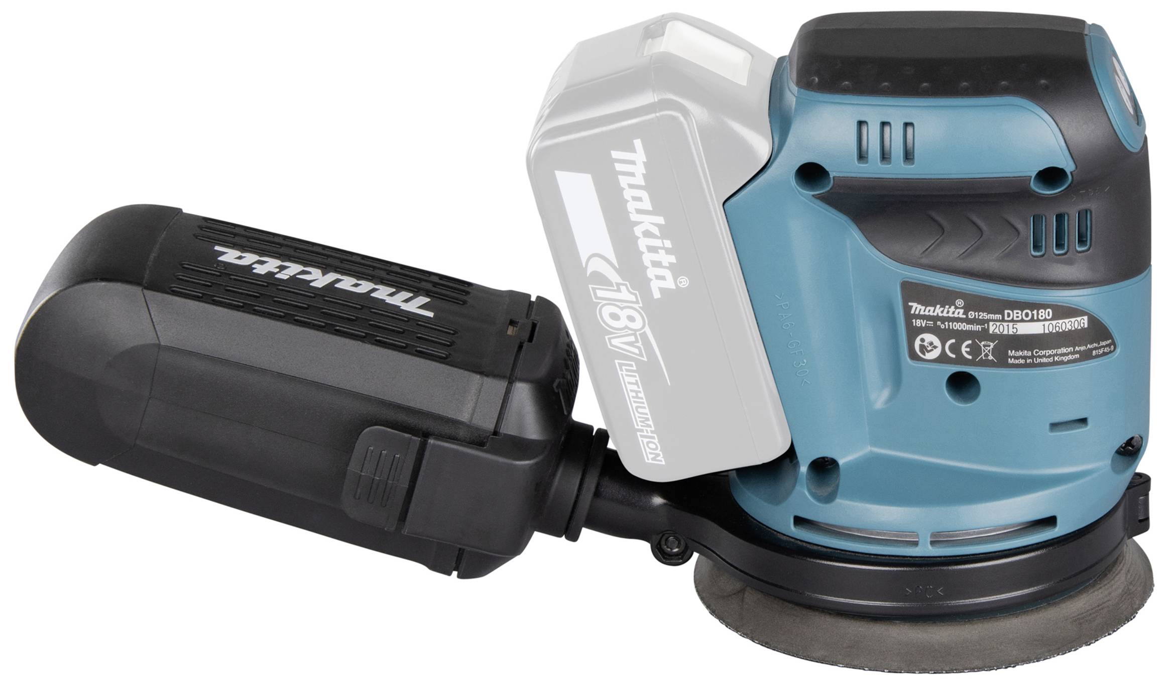 Makita DBO180Z Akku-Exzenterschleifer ohne Akku, ohne Ladegerät 18V Ø 125mm