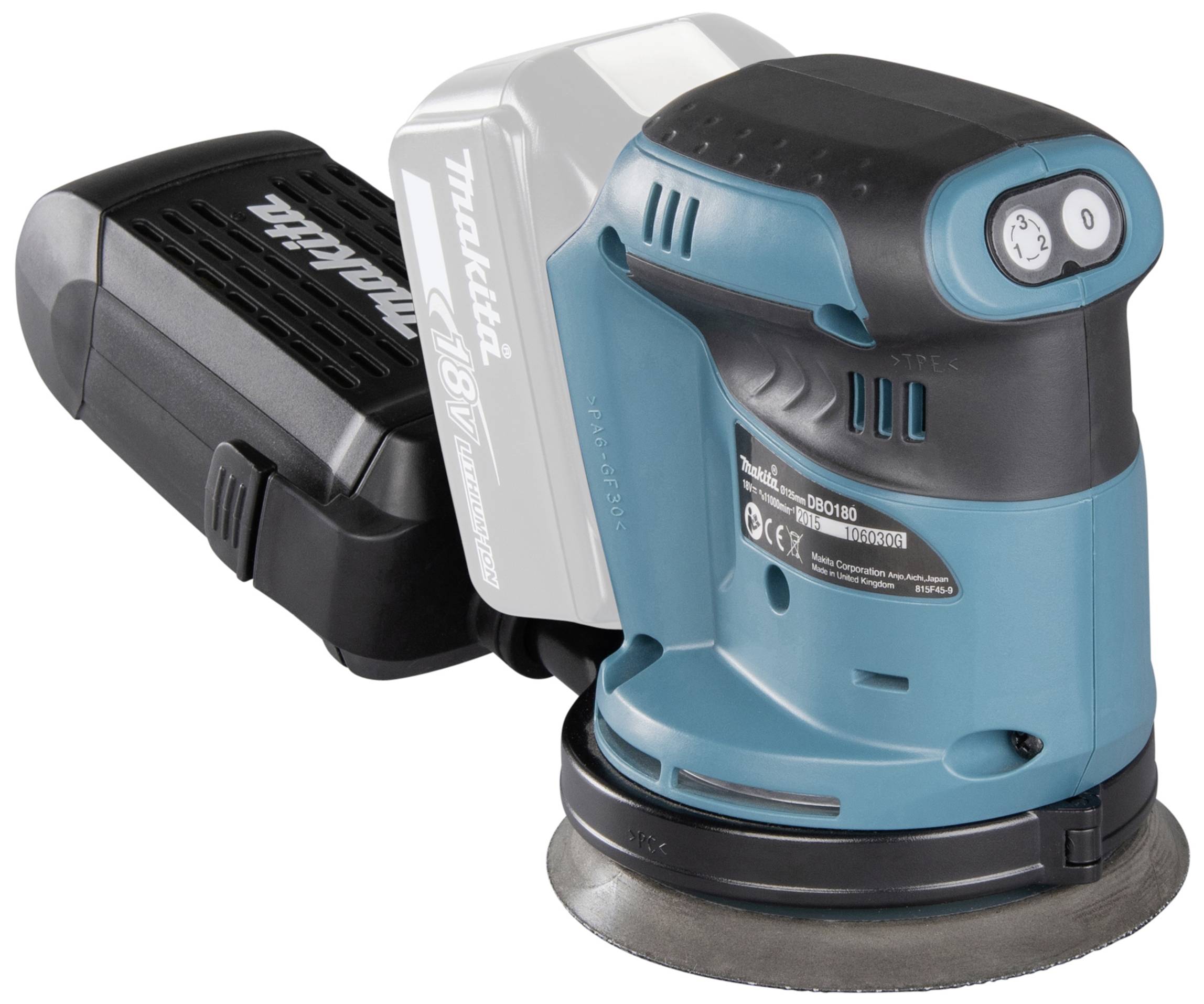 Makita DBO180Z Akku-Exzenterschleifer ohne Akku, ohne Ladegerät 18 V Ø 125 mm