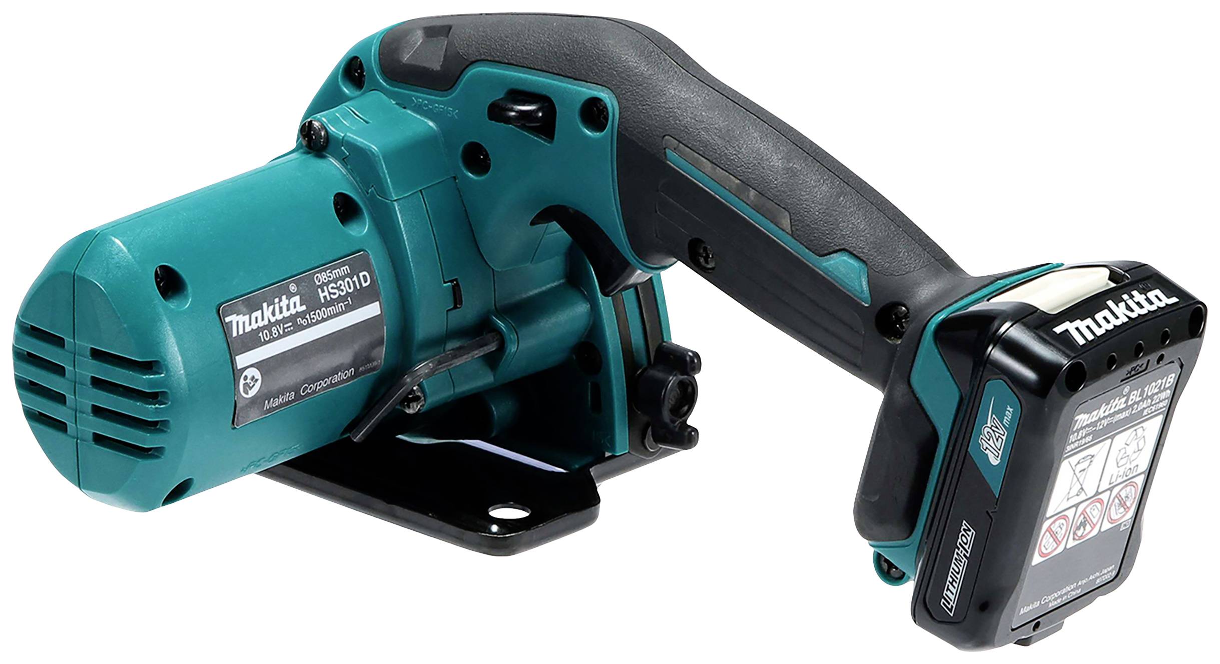 Kabelloses grünes Elektrowerkzeug mit ergonomischem Griff und Akku.