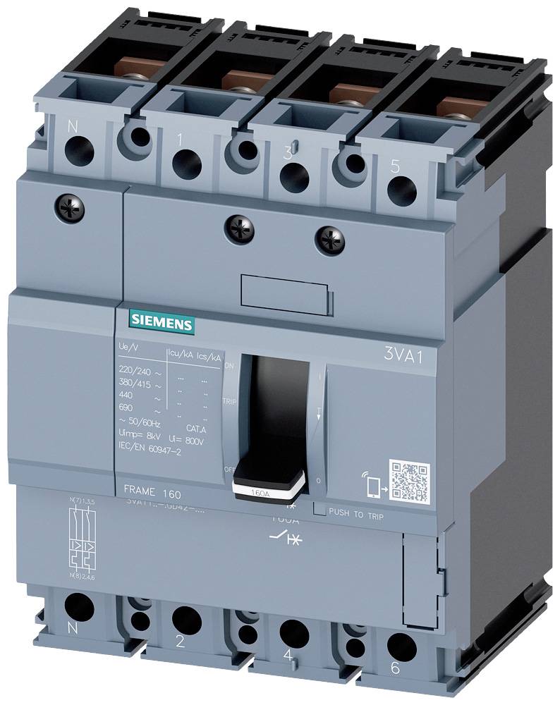 Siemens 3VA1150-4GD42-0AA0 Leistungsschalter 1 St. Einstellbereich (Strom): 50 - 50A Schaltspannung (max.): 690 V/AC (B x H x T)