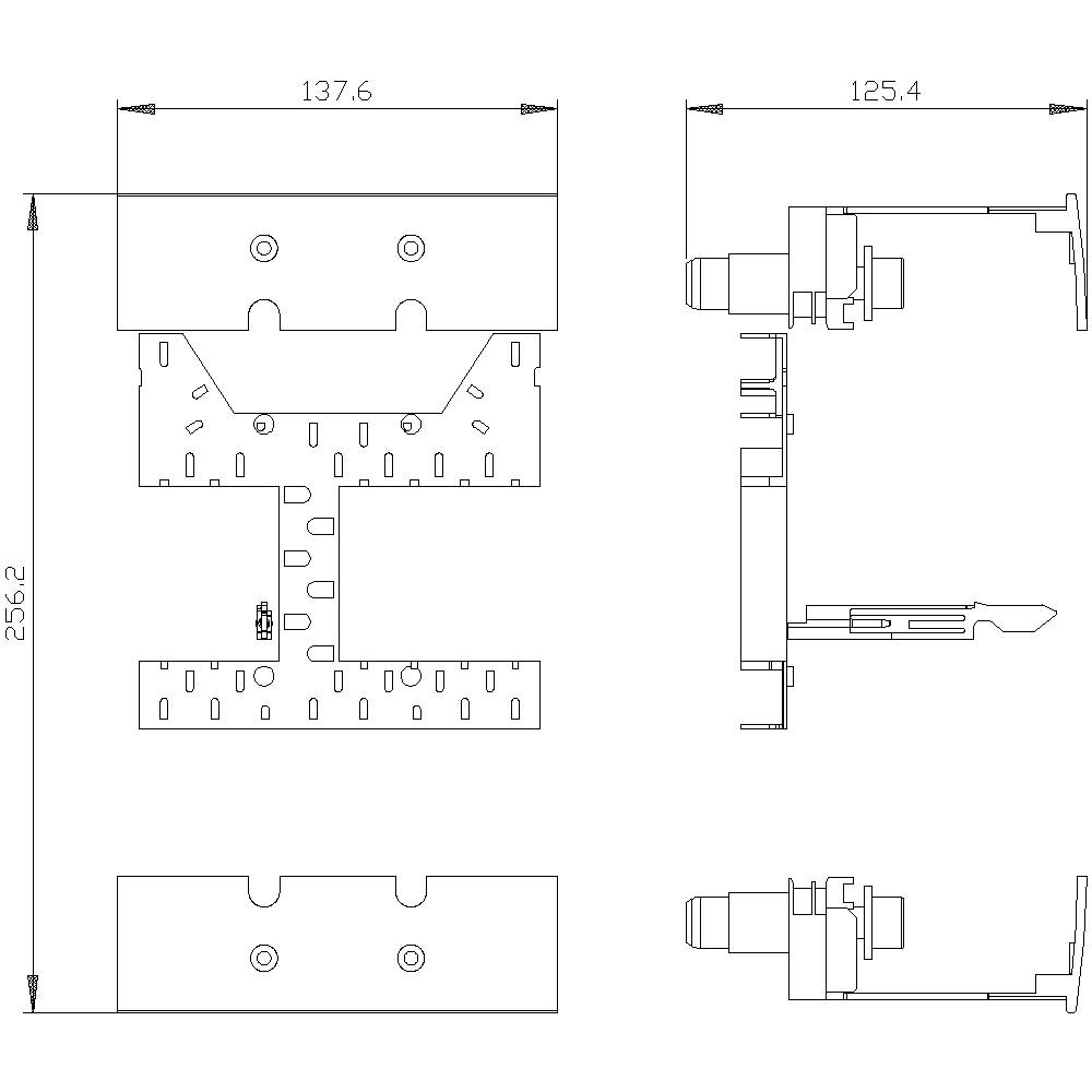 Technische Zeichnung eines Montageprofils mit detaillierten Maßen: Breite 137,6 mm, Höhe 256,2 mm, Seitentiefe 125,4 mm.