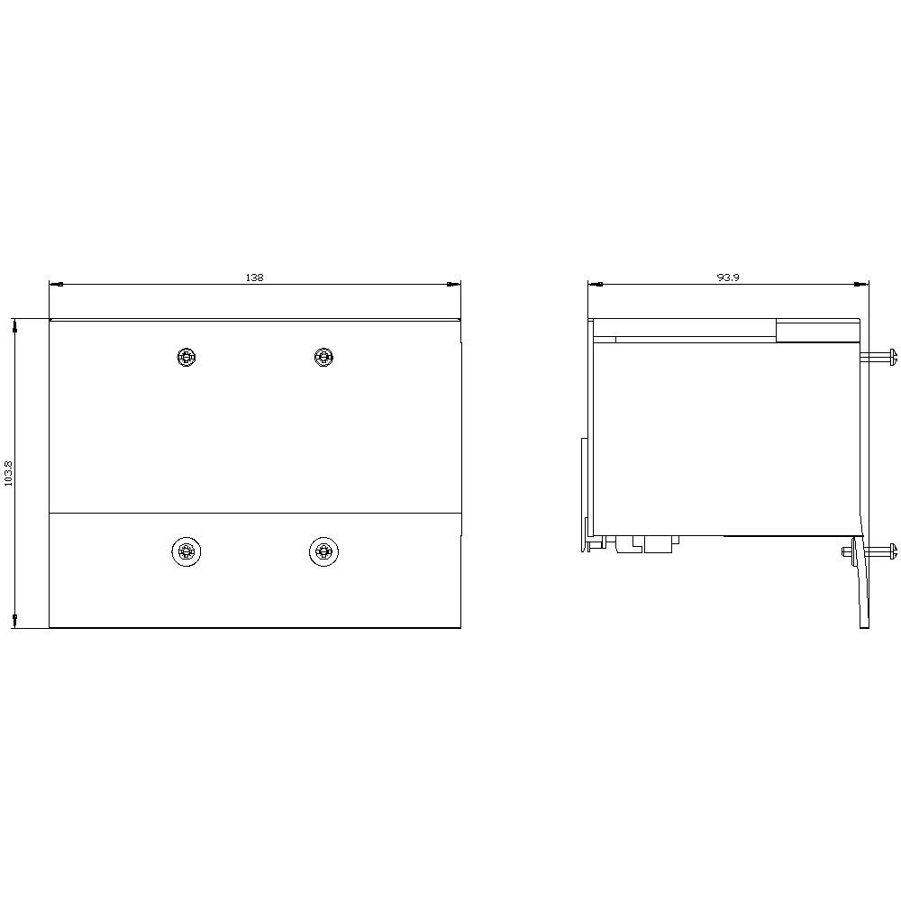 Technische Zeichnung eines rechteckigen Geräts mit Maßen: 138x182,5 mm in der Frontalansicht und 93,9 mm in der Seitenansicht.