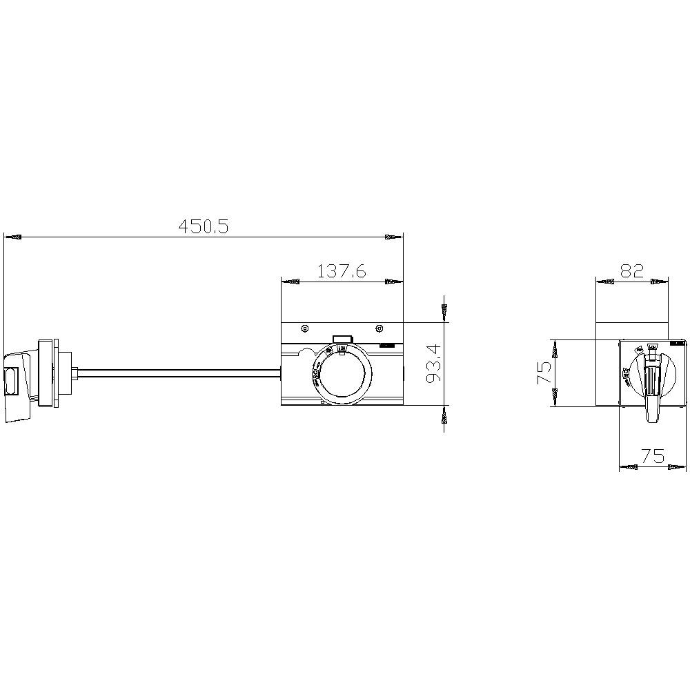 Technische Zeichnung einer Stange mit mehreren Maßen. Gesamtlänge 450,5 mm, Durchmesser des zentralen Kreises 93,4 mm, Abstand links 137,6 mm.