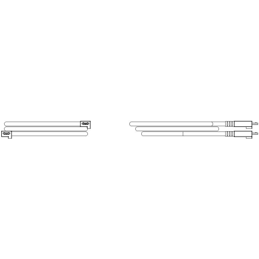 Zwei Kabel, die nebeneinander liegen. Links hat das Kabel einen einzelnen Stecker, rechts sind zwei miteinander verbundene Kabel.