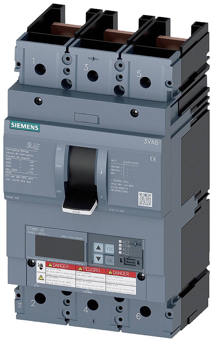 Siemens 3VA6325-7KP31-2AA0 Leistungsschalter 1 St. Einstellbereich (Strom): 100 - 250 A Schaltspannung (max.): 600 V/AC (B x H x T) 138 x 248 x 110