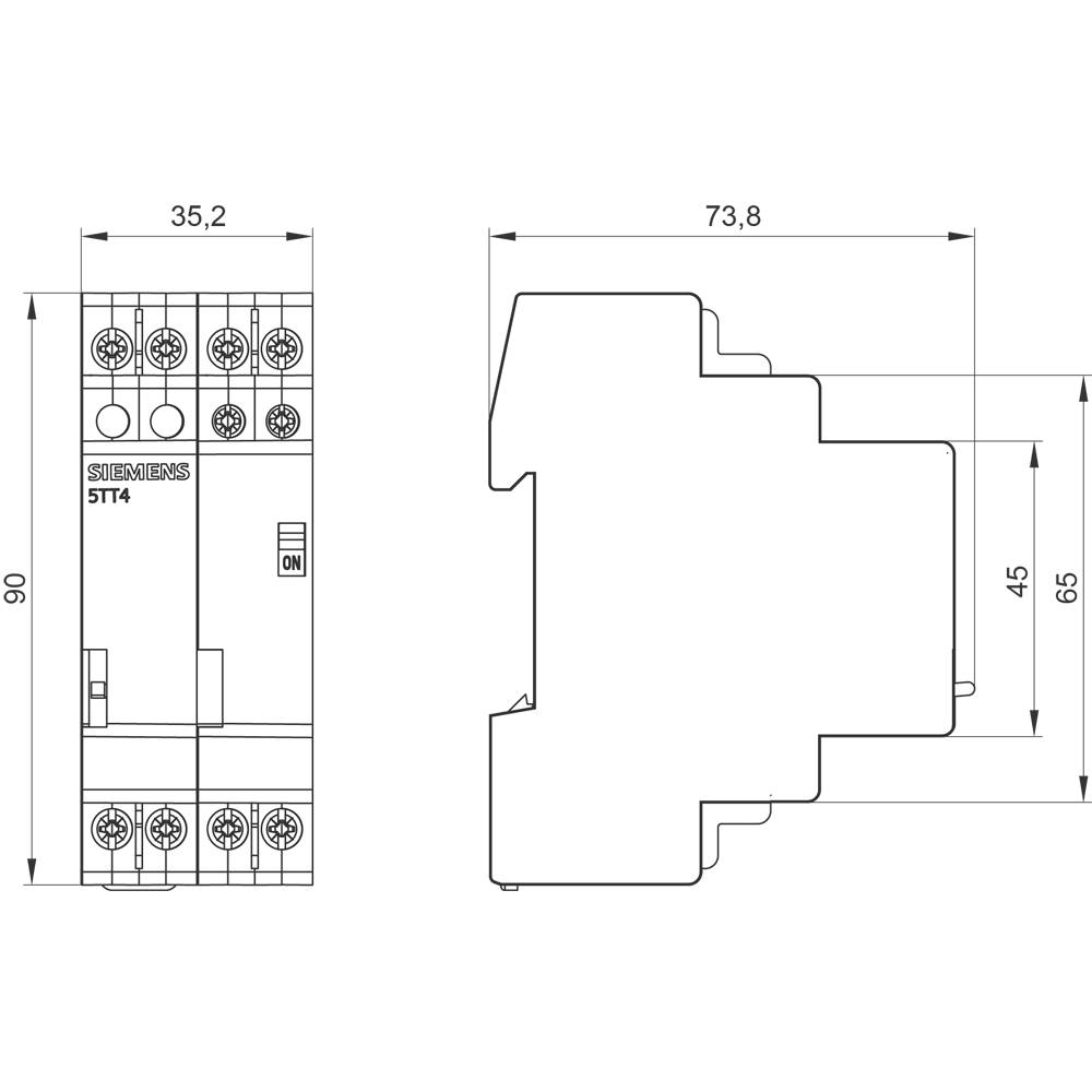 Siemens Fernschalter Hutschiene 5TT4428-2 2 Schließer, 2 Wechsler 400V 25A 1St.