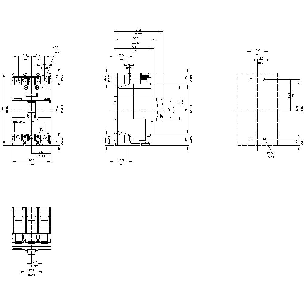 Siemens 3VA5111-6EC31-1AA0 Leistungsschalter 1 St. Einstellbereich (Strom): 110 - 110 A Schaltspannung (max.): 277 V/AC (B x H x T) 76.2 x 140 x 76
